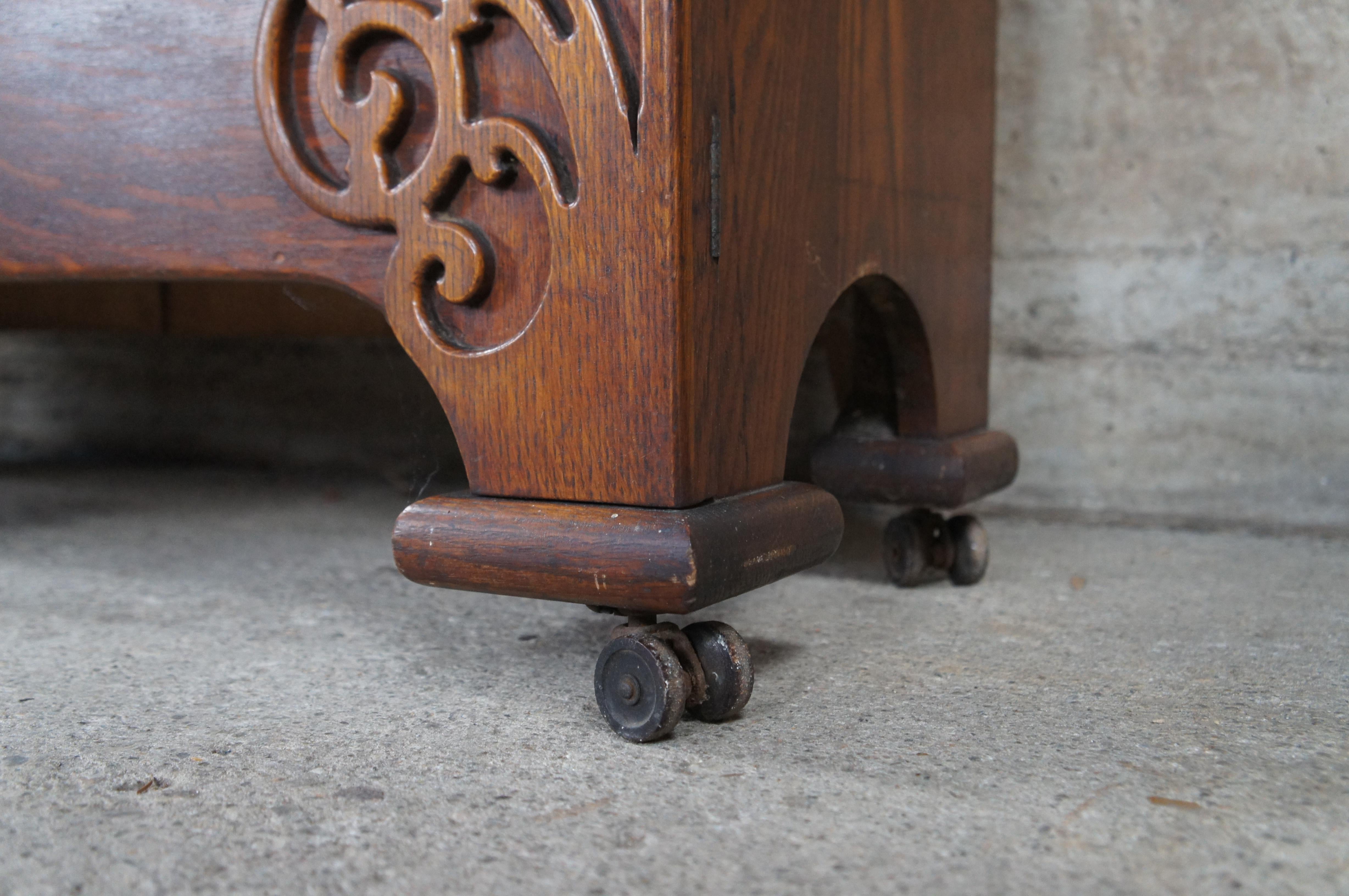 Antique Victorian Quartersawn Oak Side by Side Secretary Desk Bookcase Cabinet 4