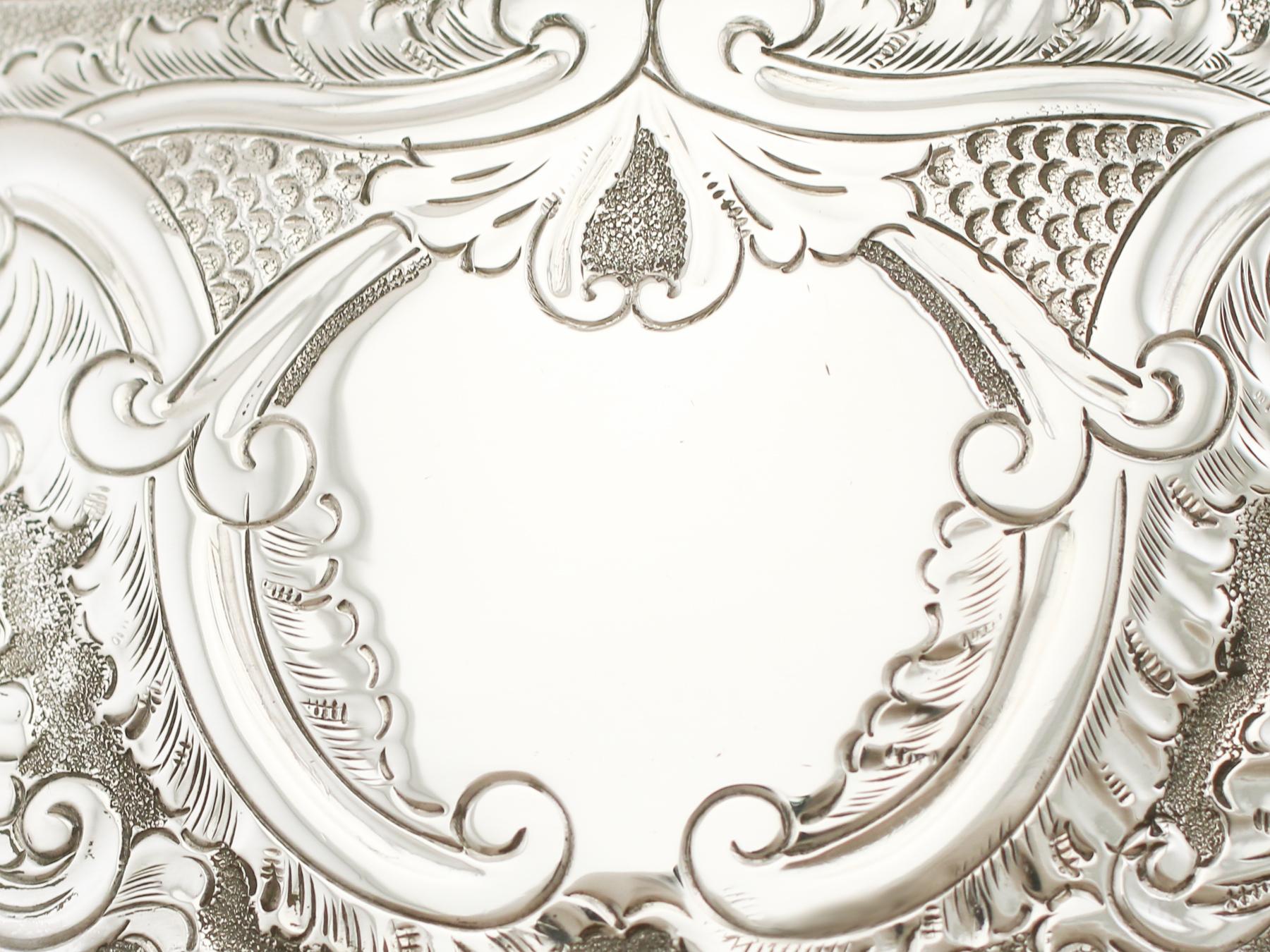 Antique Victorian Queen Anne Style English Sterling Silver Three-Piece Tea Set 6