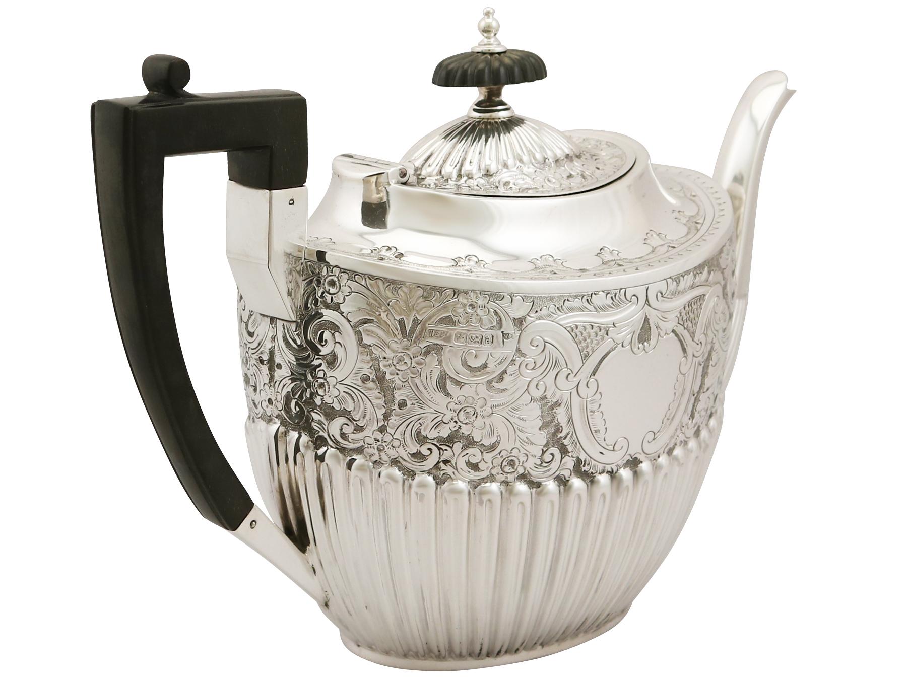 Antique Victorian Queen Anne Style English Sterling Silver Three-Piece Tea Set 1