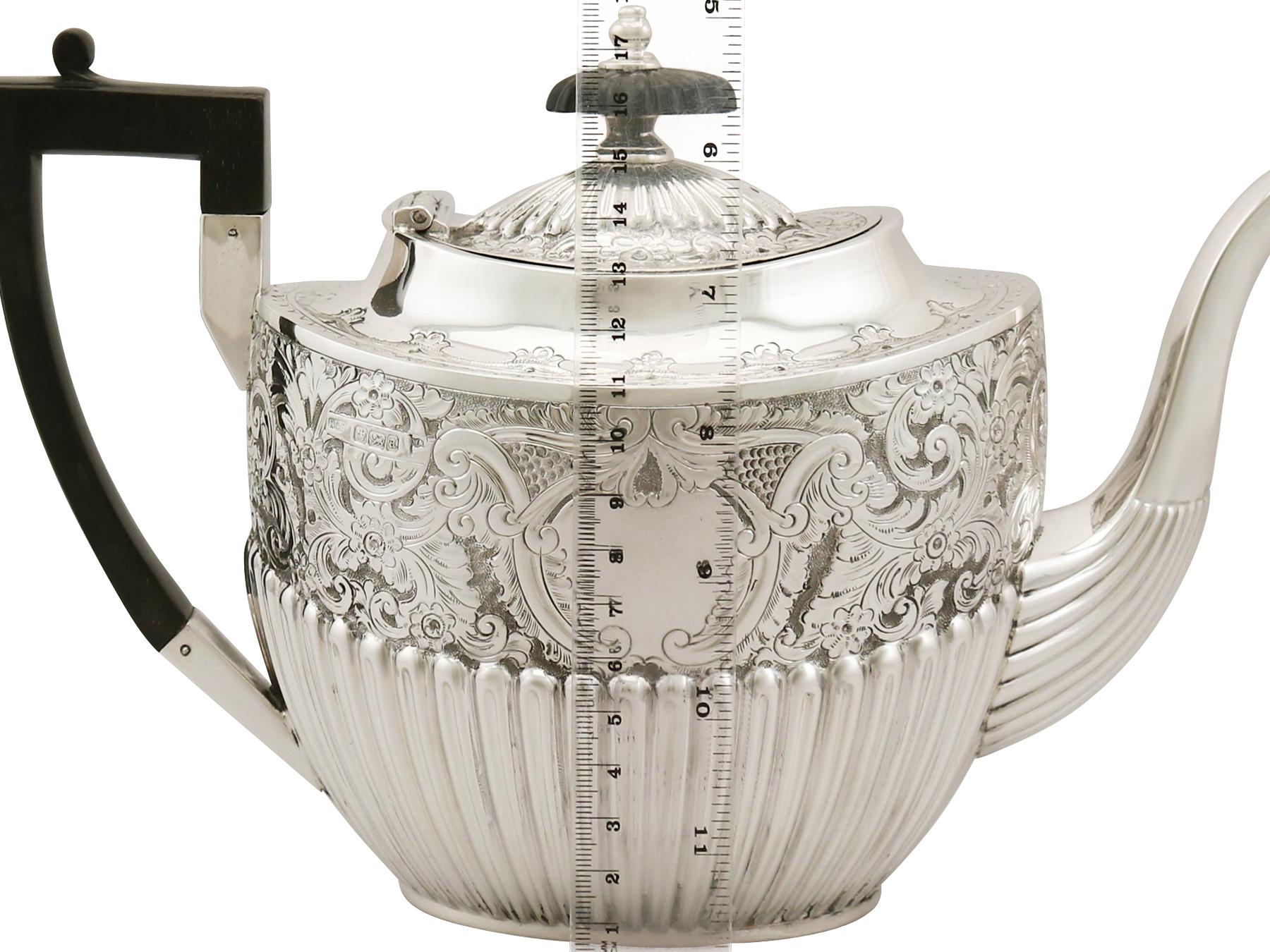 Antique Victorian Queen Anne Style English Sterling Silver Three-Piece Tea Set 2