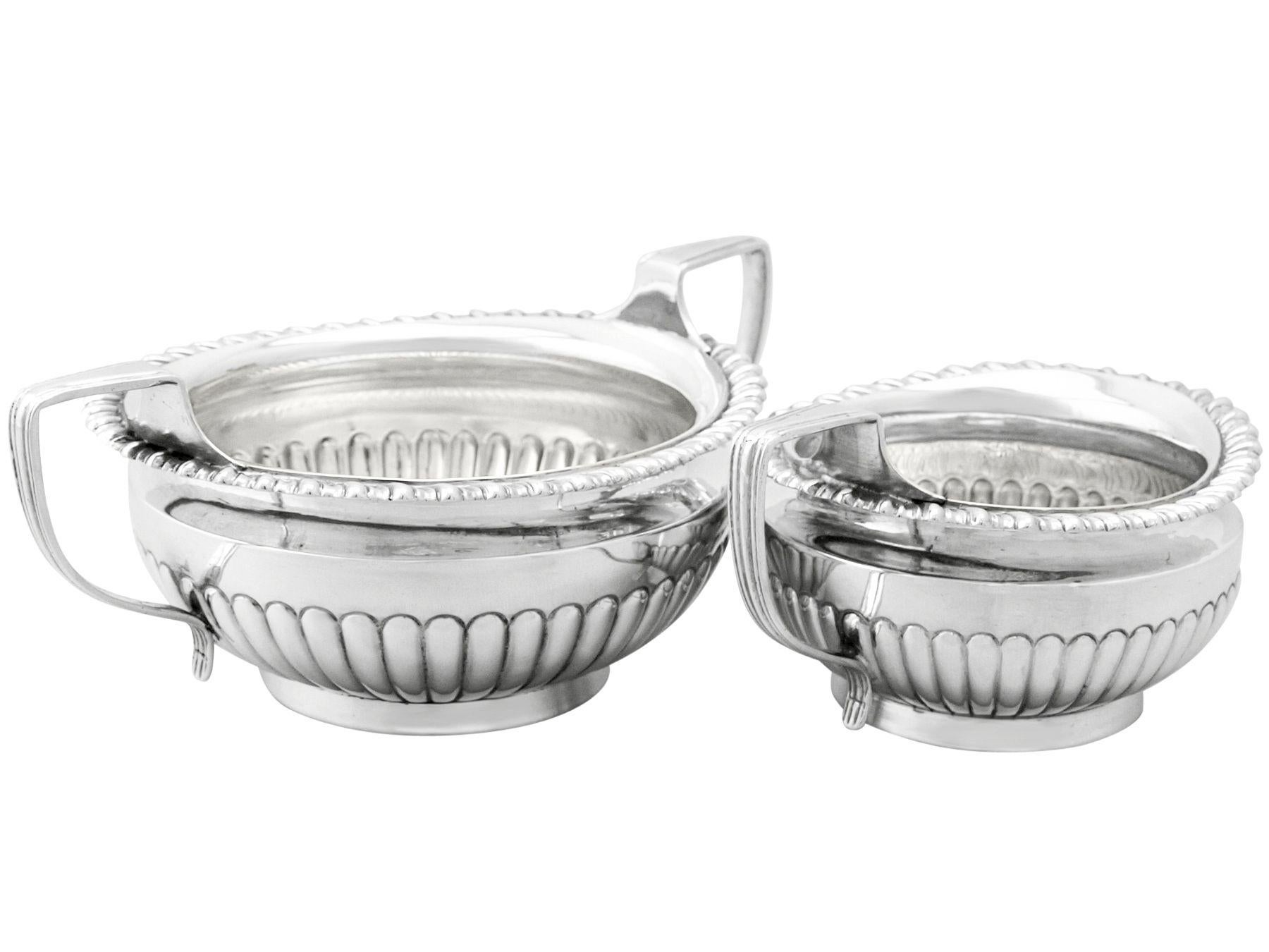 Victorian Queen Anne Style Sterling Silver Three-Piece Tea Service For Sale 4