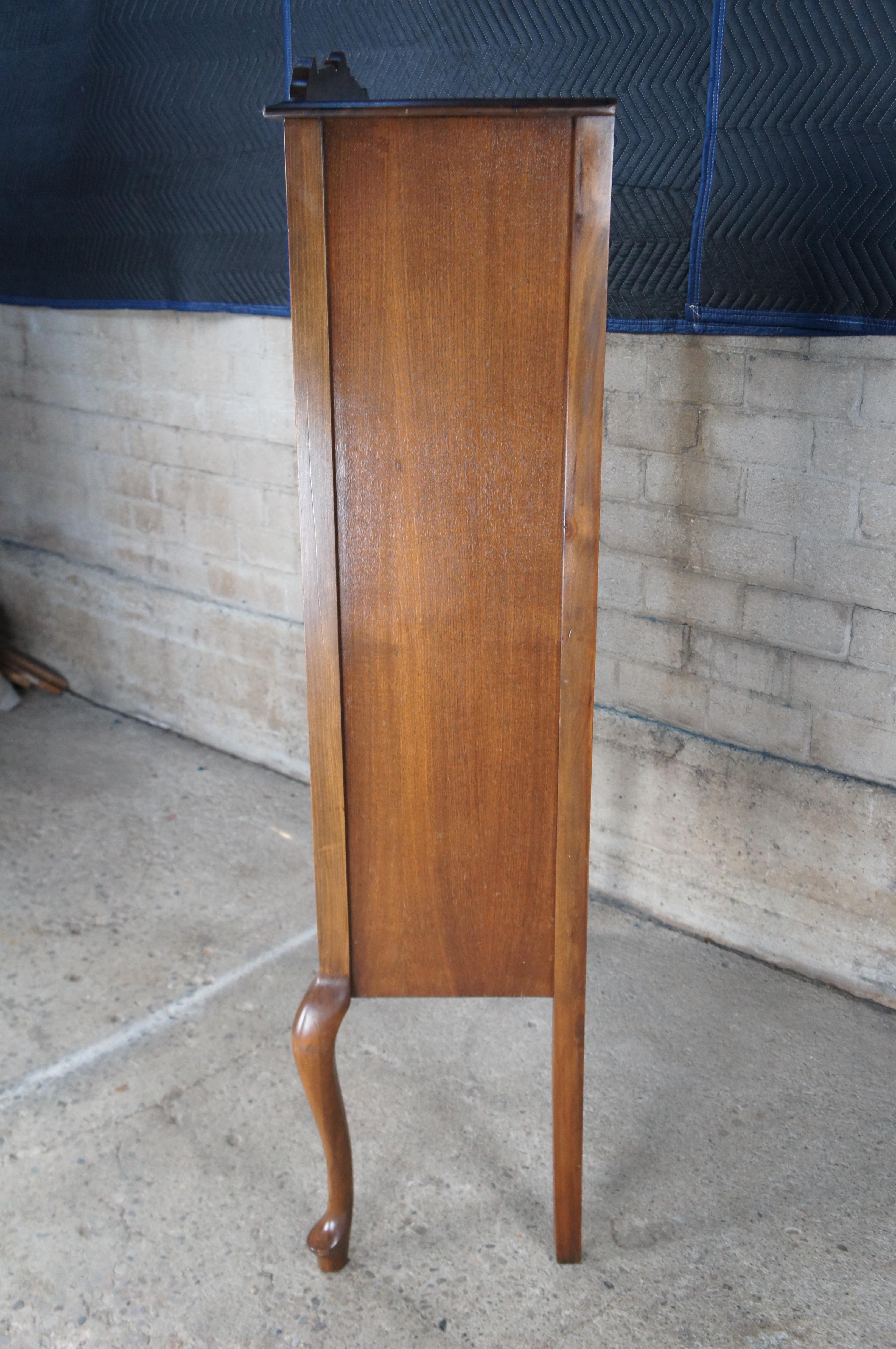 Antique Victorian Queen Anne Walnut China Display Cabinet Curio Cupboard Hutch 5