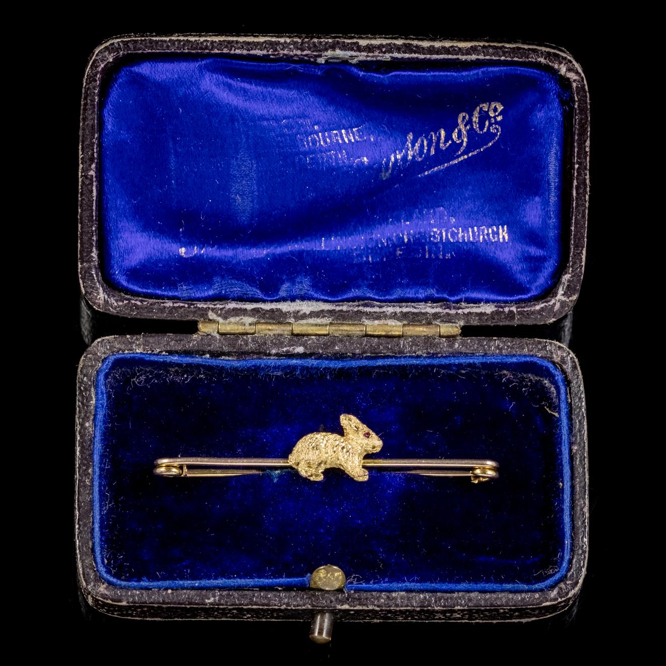 Antique Victorian Rabbit Brooch 18 Carat Gold Pin, circa 1900 2