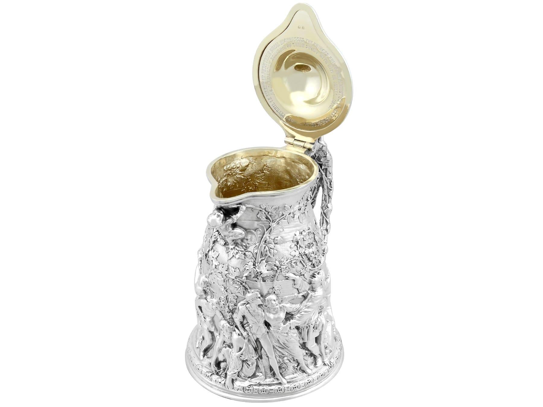 Antique Victorian Rare Sterling Silver Jug (1873) For Sale 7