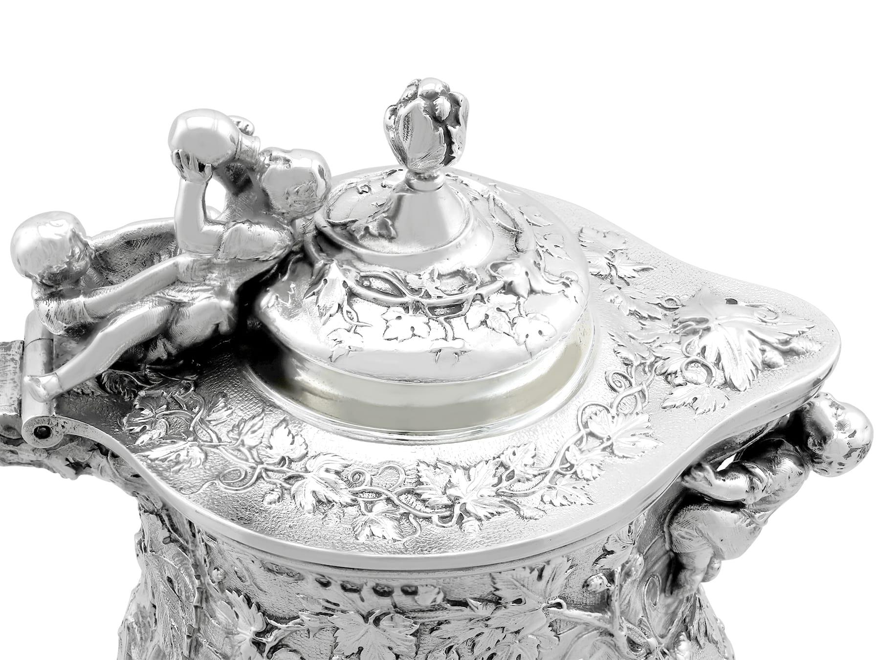 Antique Victorian Rare Sterling Silver Jug (1873) For Sale 9