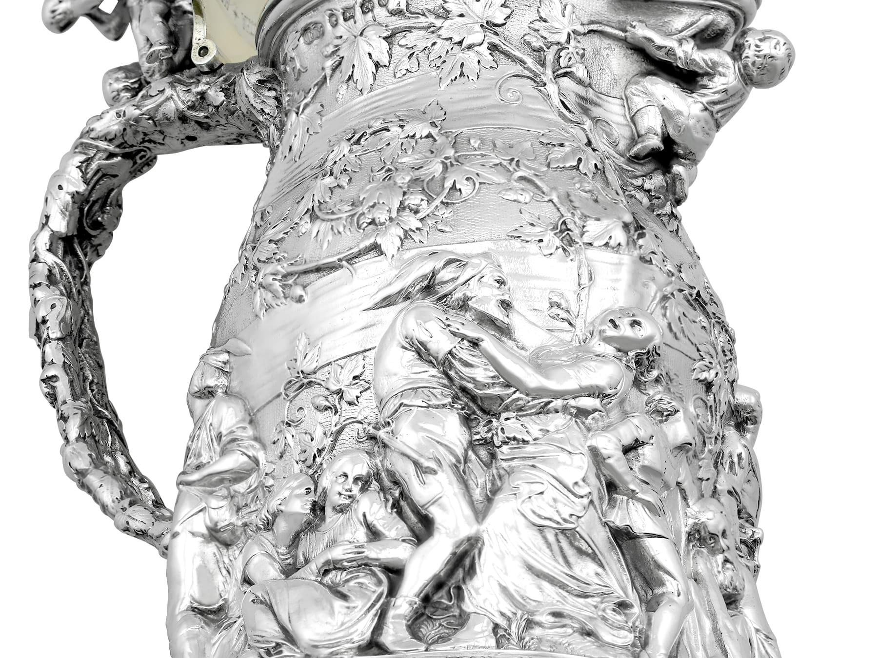 Antique Victorian Rare Sterling Silver Jug (1873) For Sale 10