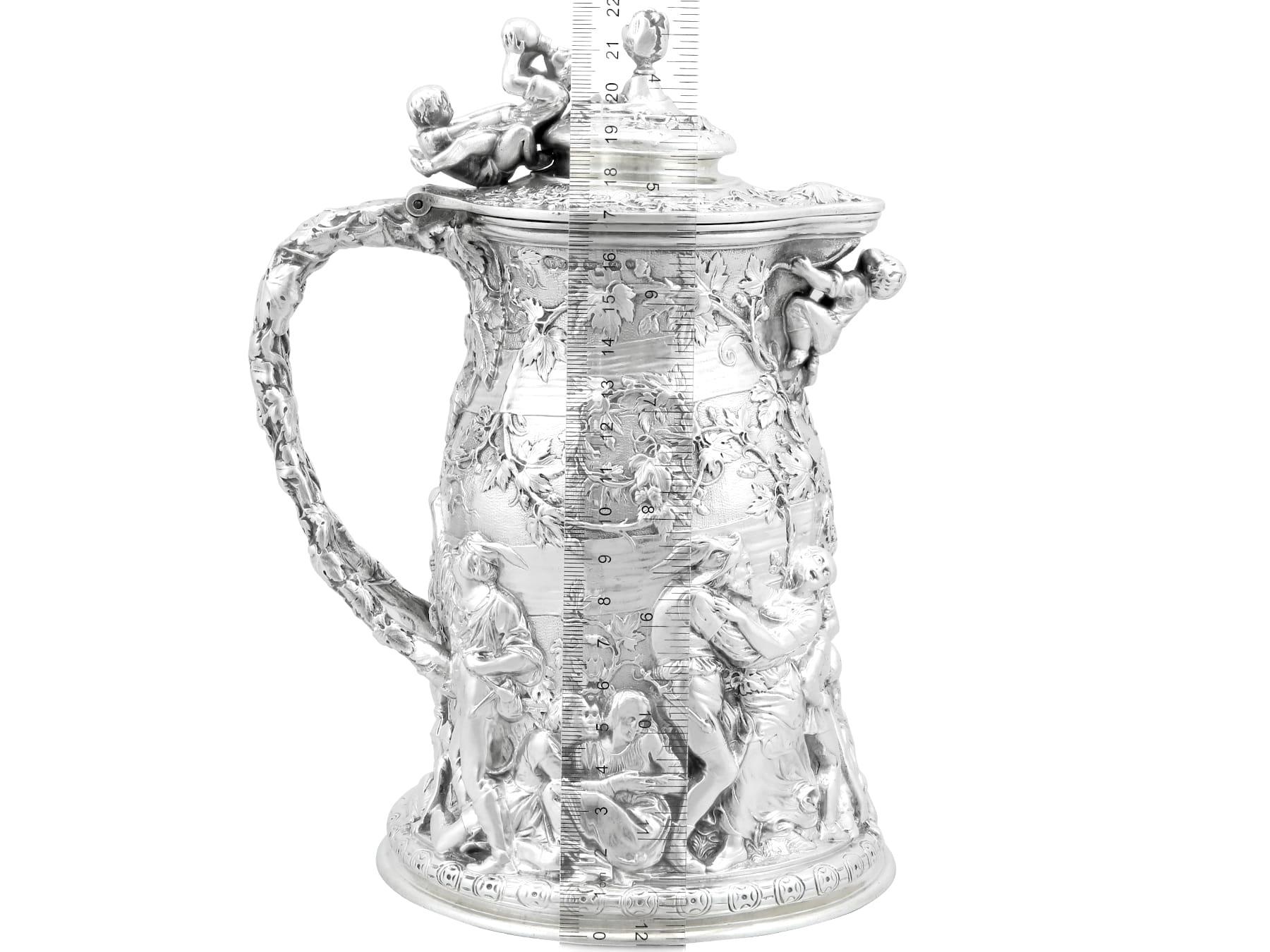 Antique Victorian Rare Sterling Silver Jug (1873) For Sale 15