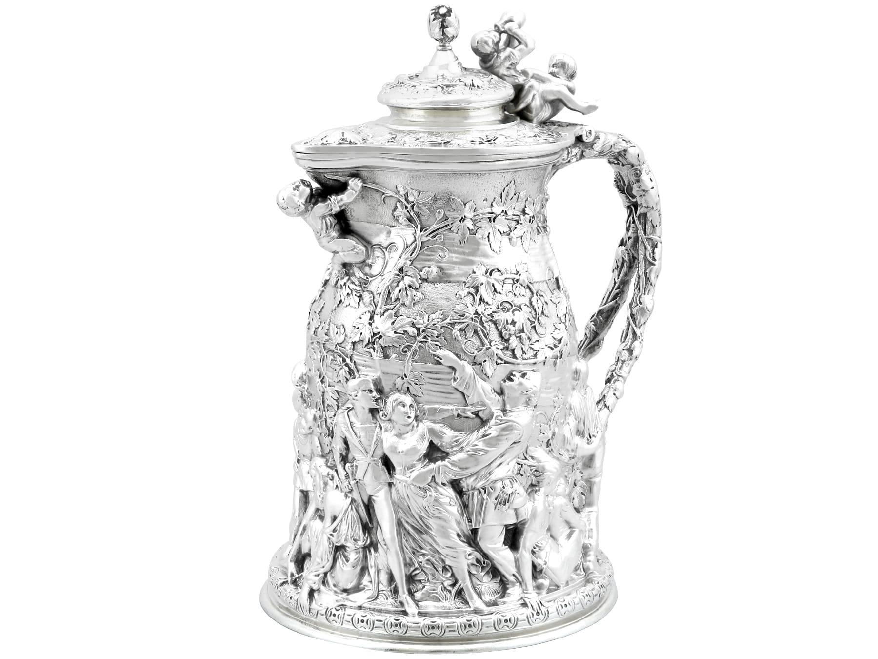 Antique Victorian Rare Sterling Silver Jug (1873) For Sale 3