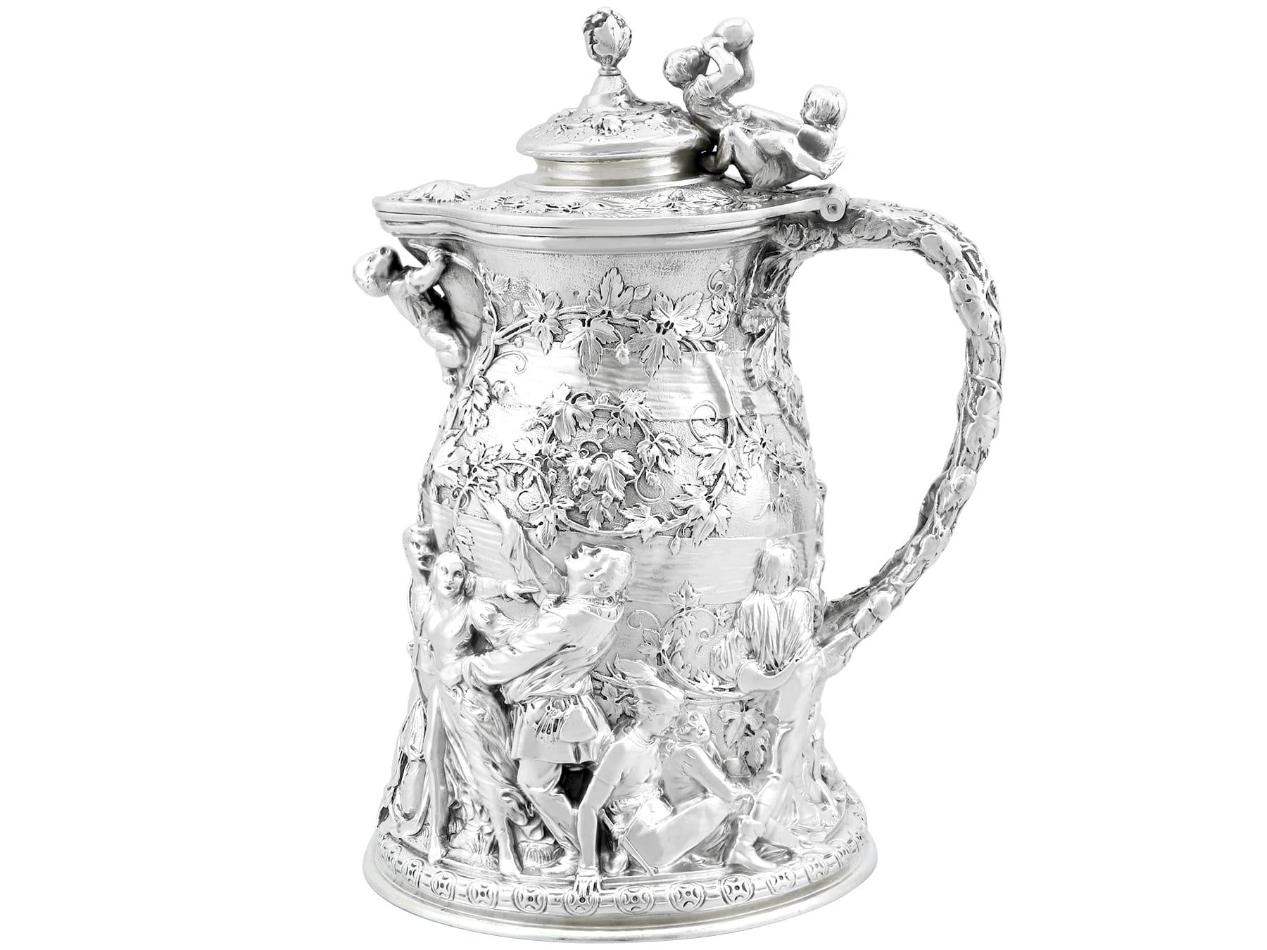Antique Victorian Rare Sterling Silver Jug (1873) For Sale 4