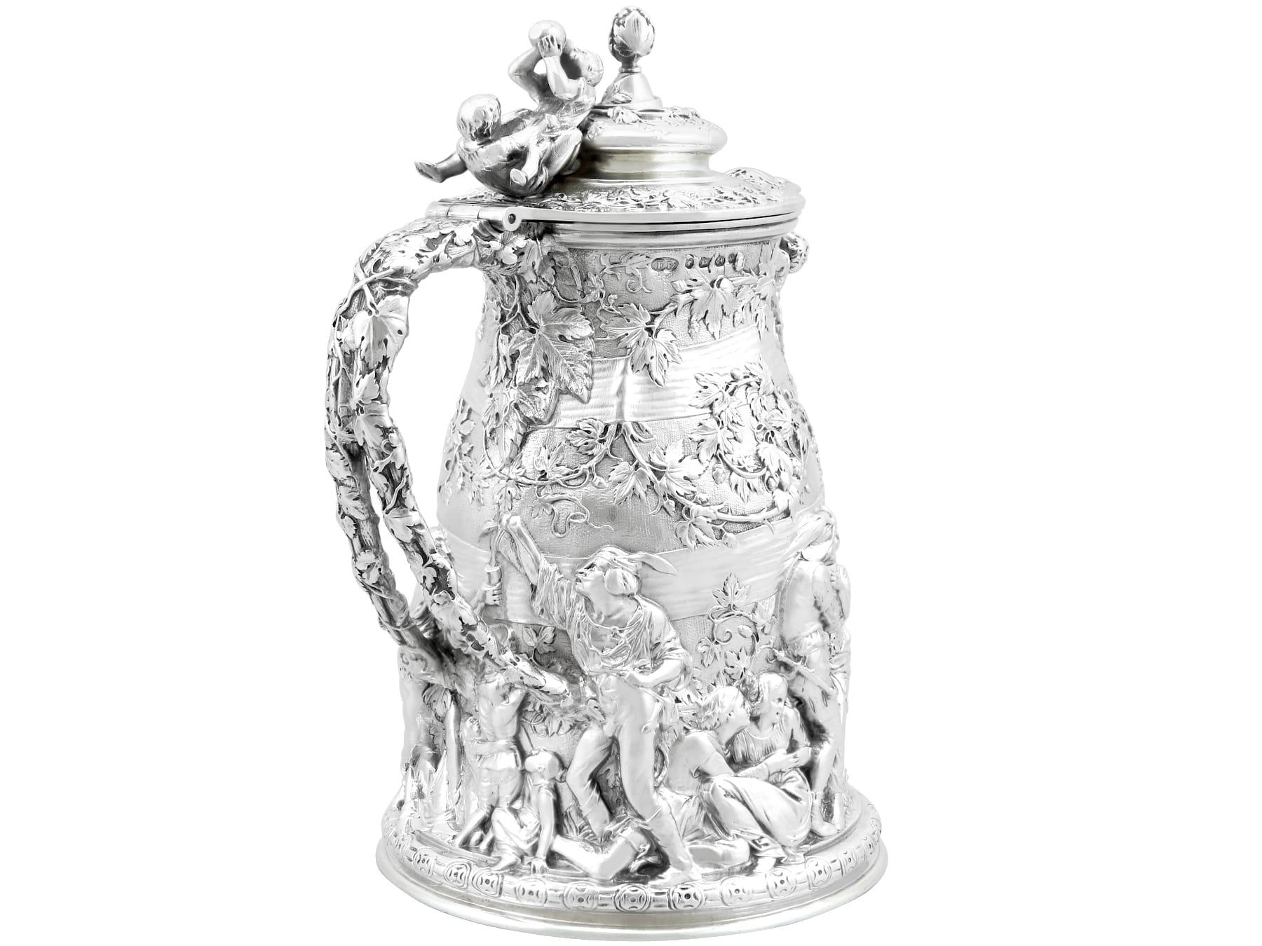 Antique Victorian Rare Sterling Silver Jug (1873) For Sale 6