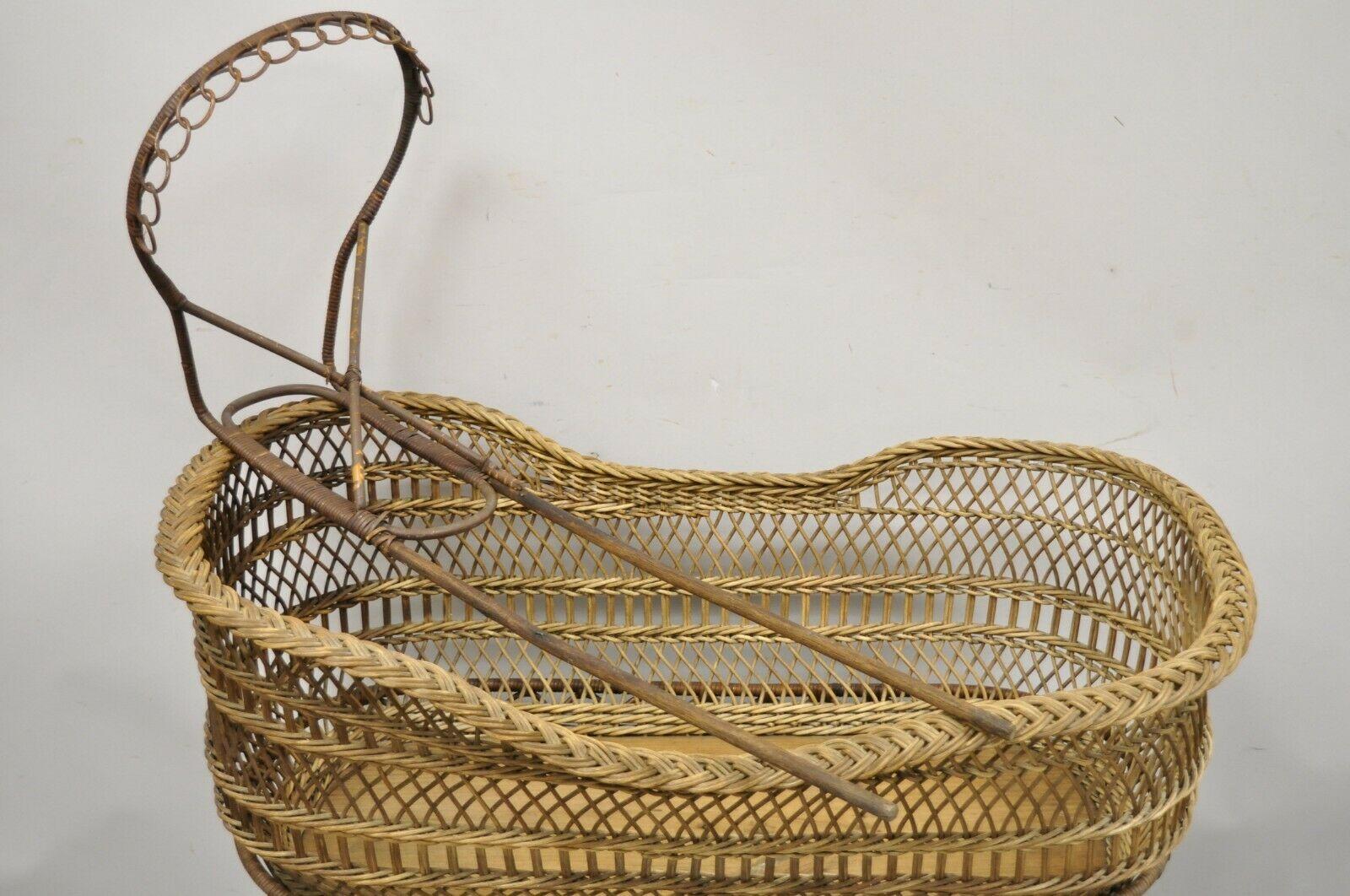 antique wicker baby bassinet