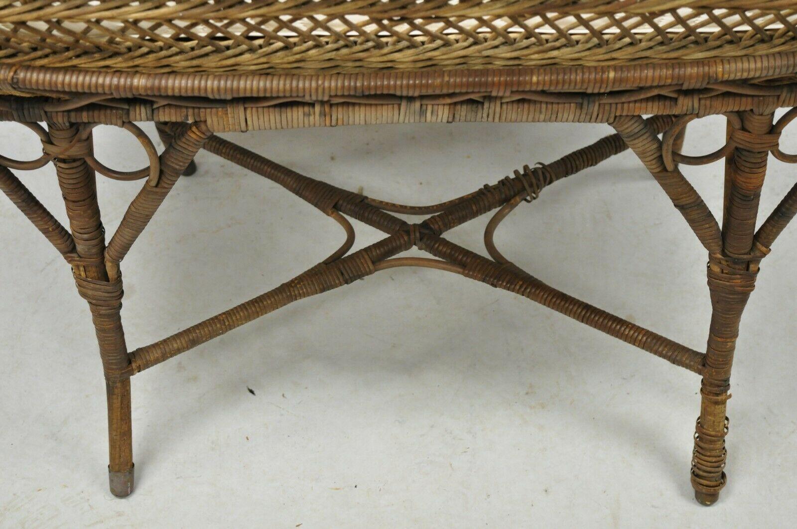 Antique Victorian Rattan and Wicker Baby Bassinet Cradle 1