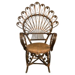 Antique Victorian Rattan Peacock Fan Chair