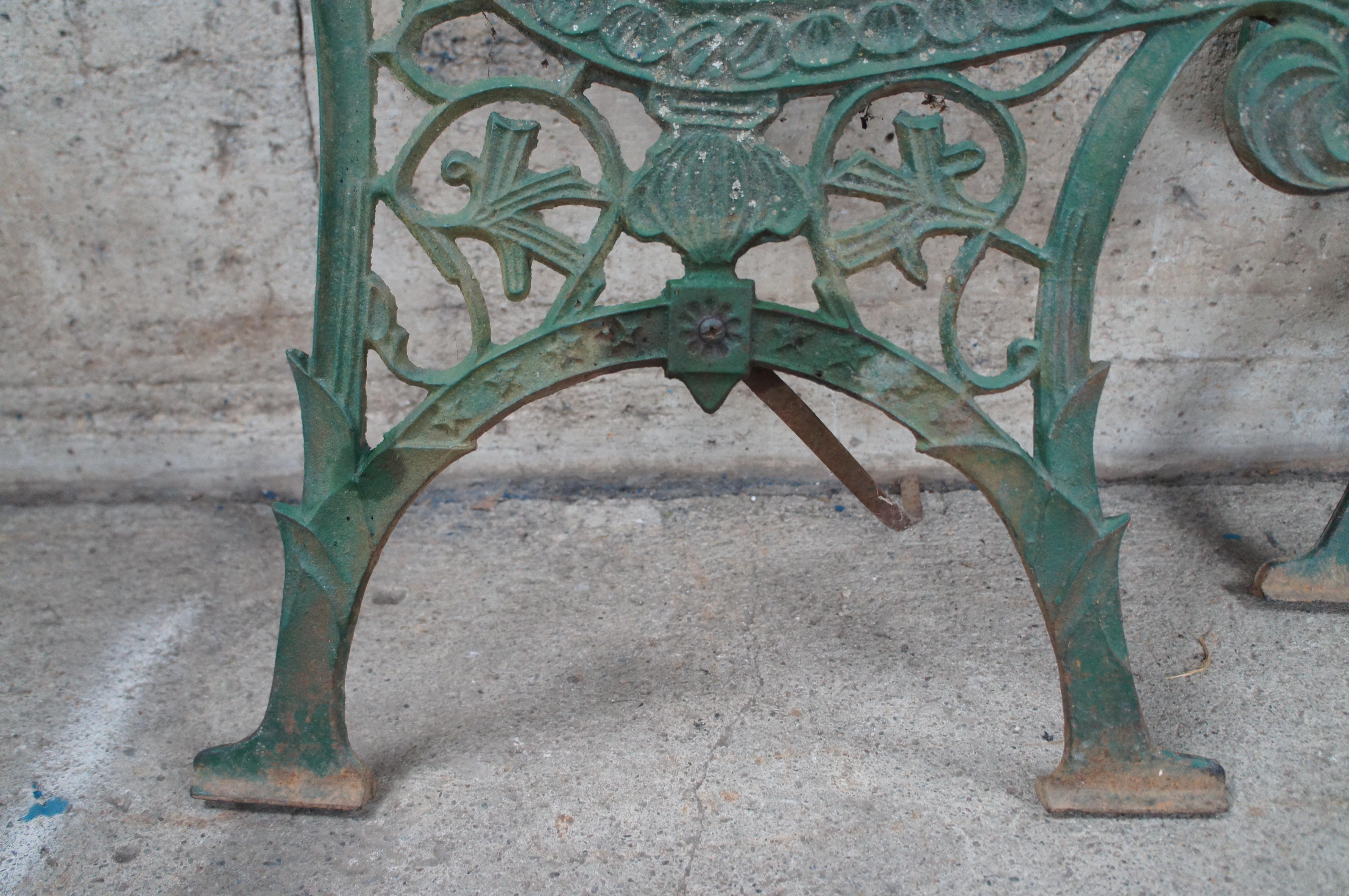 19th Century Antique Victorian Reclaimed Cast Iron Garden Park Bench Ends Legs Arms Frame