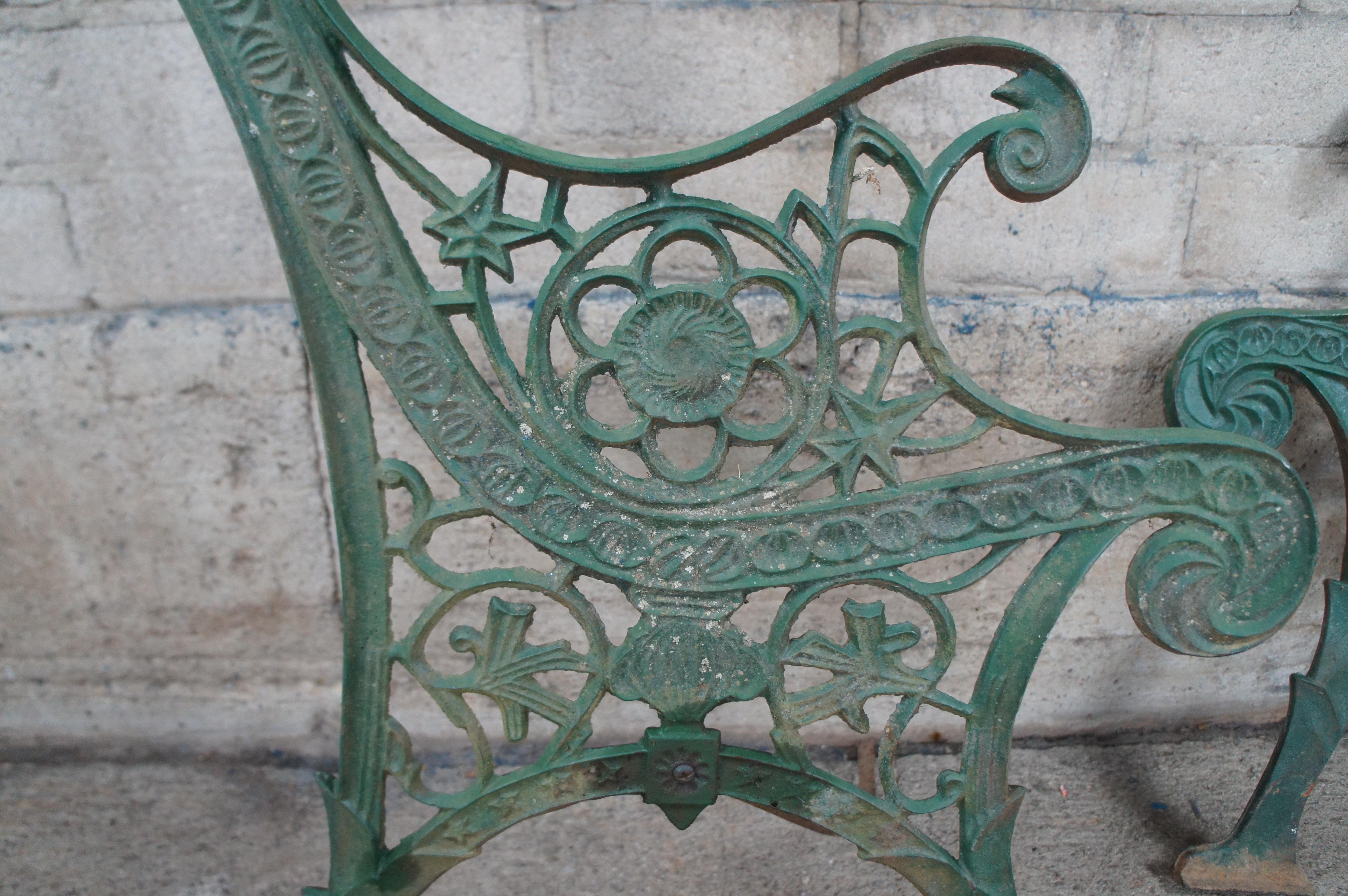 Antique Victorian Reclaimed Cast Iron Garden Park Bench Ends Legs Arms Frame 1