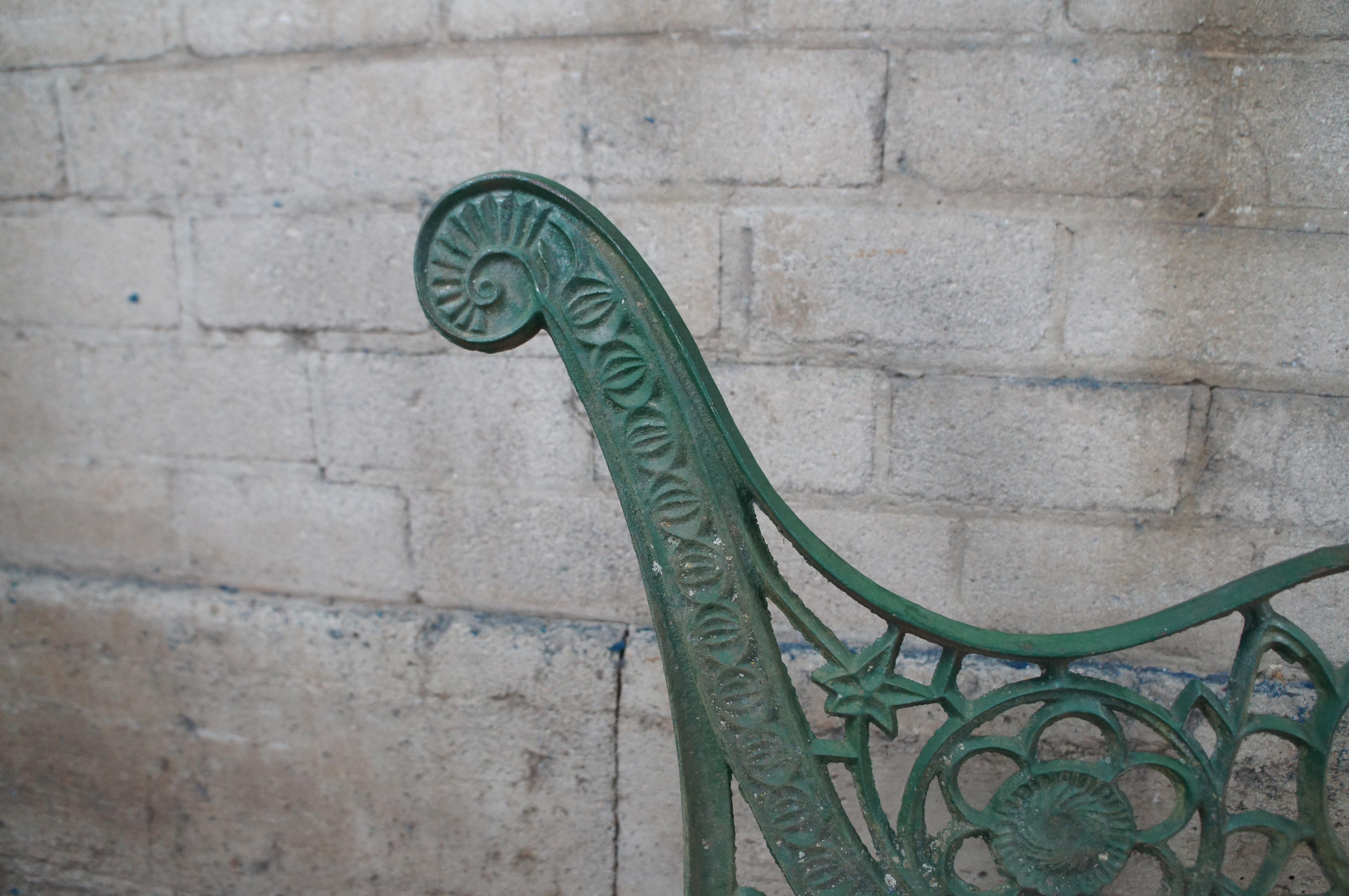Antique Victorian Reclaimed Cast Iron Garden Park Bench Ends Legs Arms Frame 2