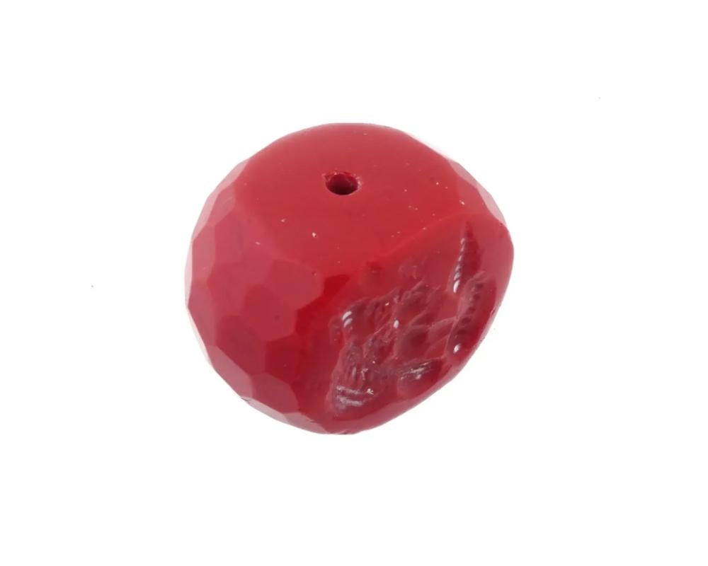 Antikes viktorianisches rotes Korallen-Intaglio-Siegelperlen-Intaglio (Rundschliff) im Angebot