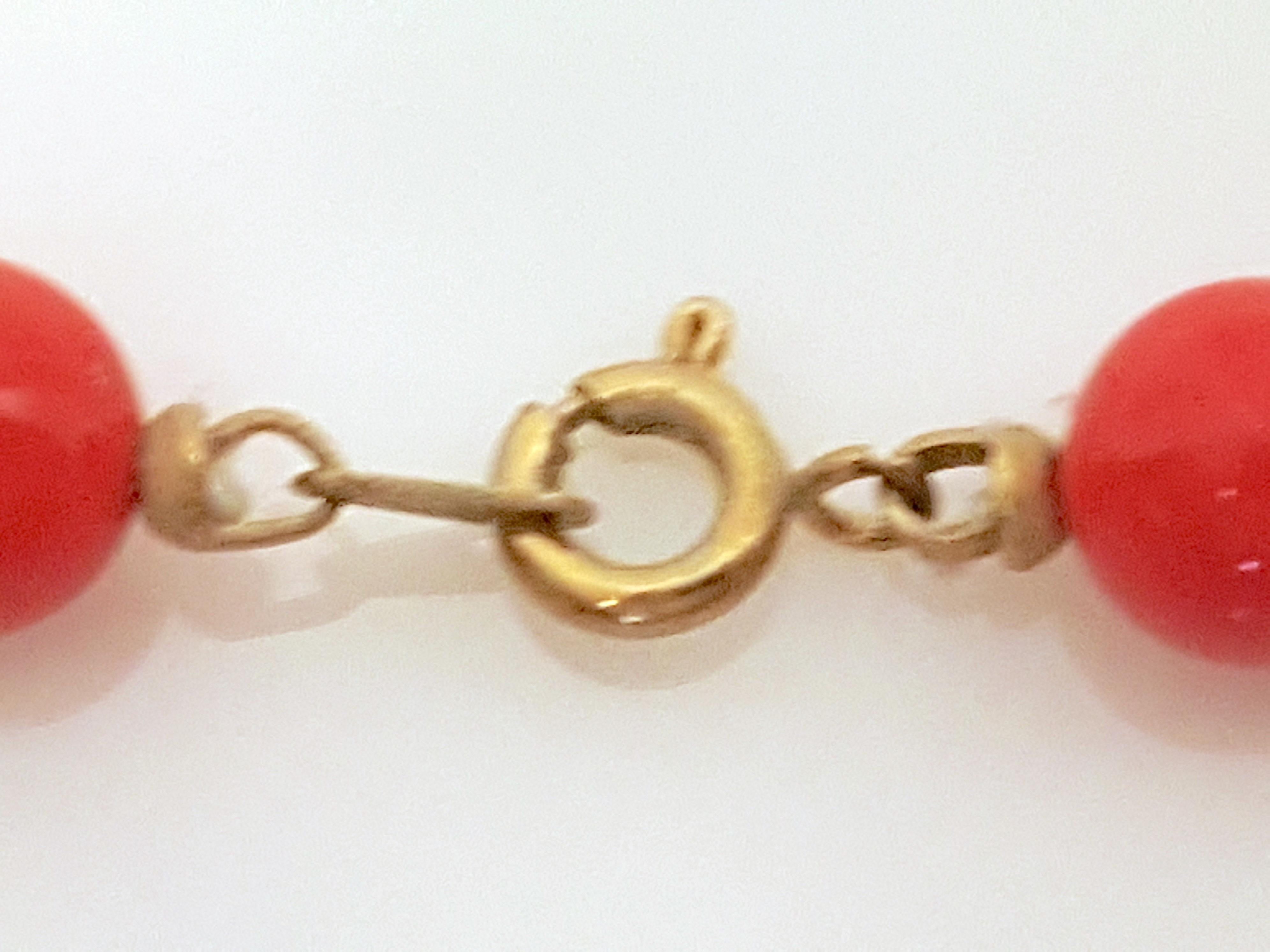 Women's or Men's Antique Victorian MuranoGlass MicroMillefiori GoldBalls RedBeaded Necklace For Sale
