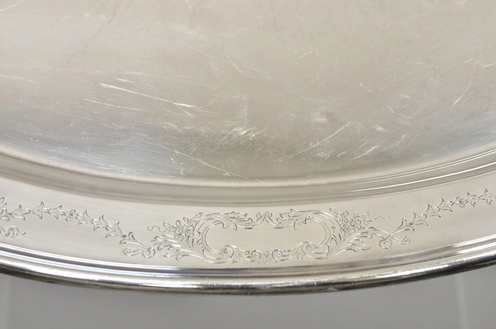 Silver Plate Antique Victorian Reed & Barton Large Oval 31.5” Serving Platter Tray For Sale