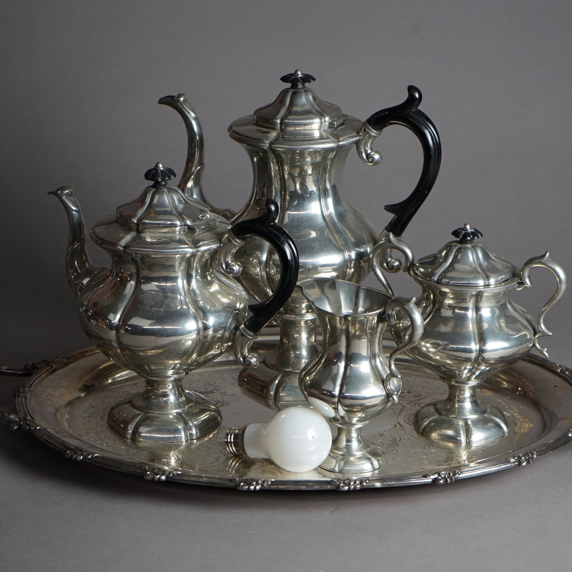 Antique Victorian Reed & Barton Silver Plate Tea & Coffee Set with Tray C1900 For Sale 8