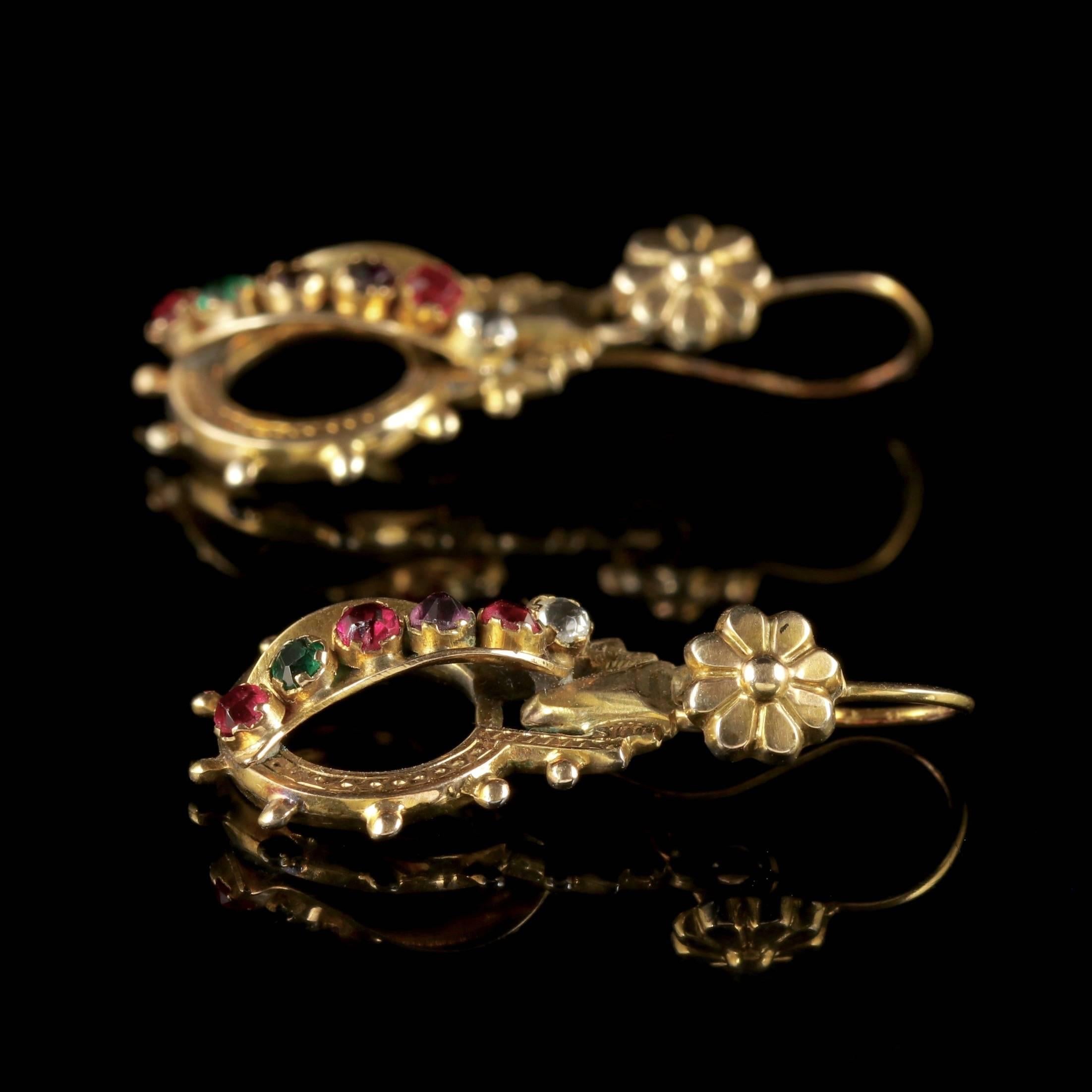 Antique Victorian Regard Earrings 18 Carat Gold, circa 1900 In Excellent Condition In Lancaster, Lancashire