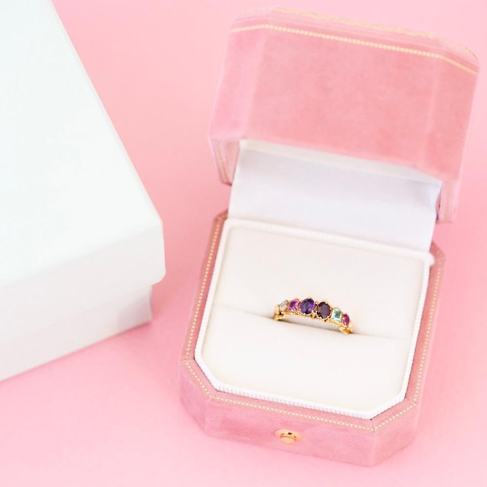 High Victorian Antique Victorian REGARD Gemstone 15ct Gold Ring For Sale