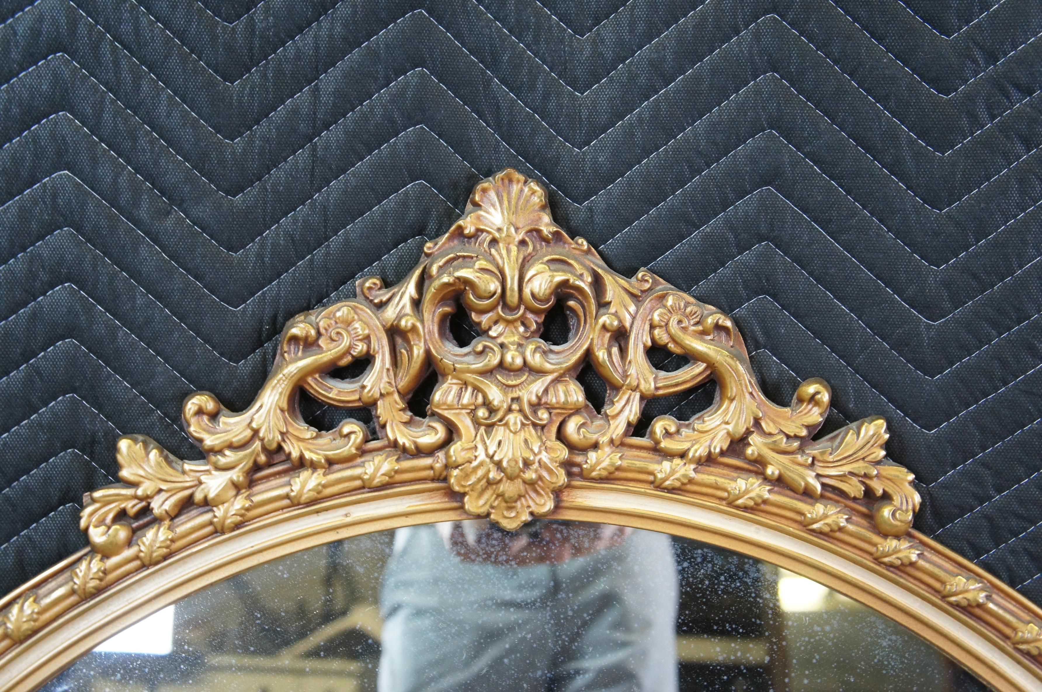 19th Century Antique Victorian Regency Neoclassical Ornate Gold Round Wall Hanging Mirror 36