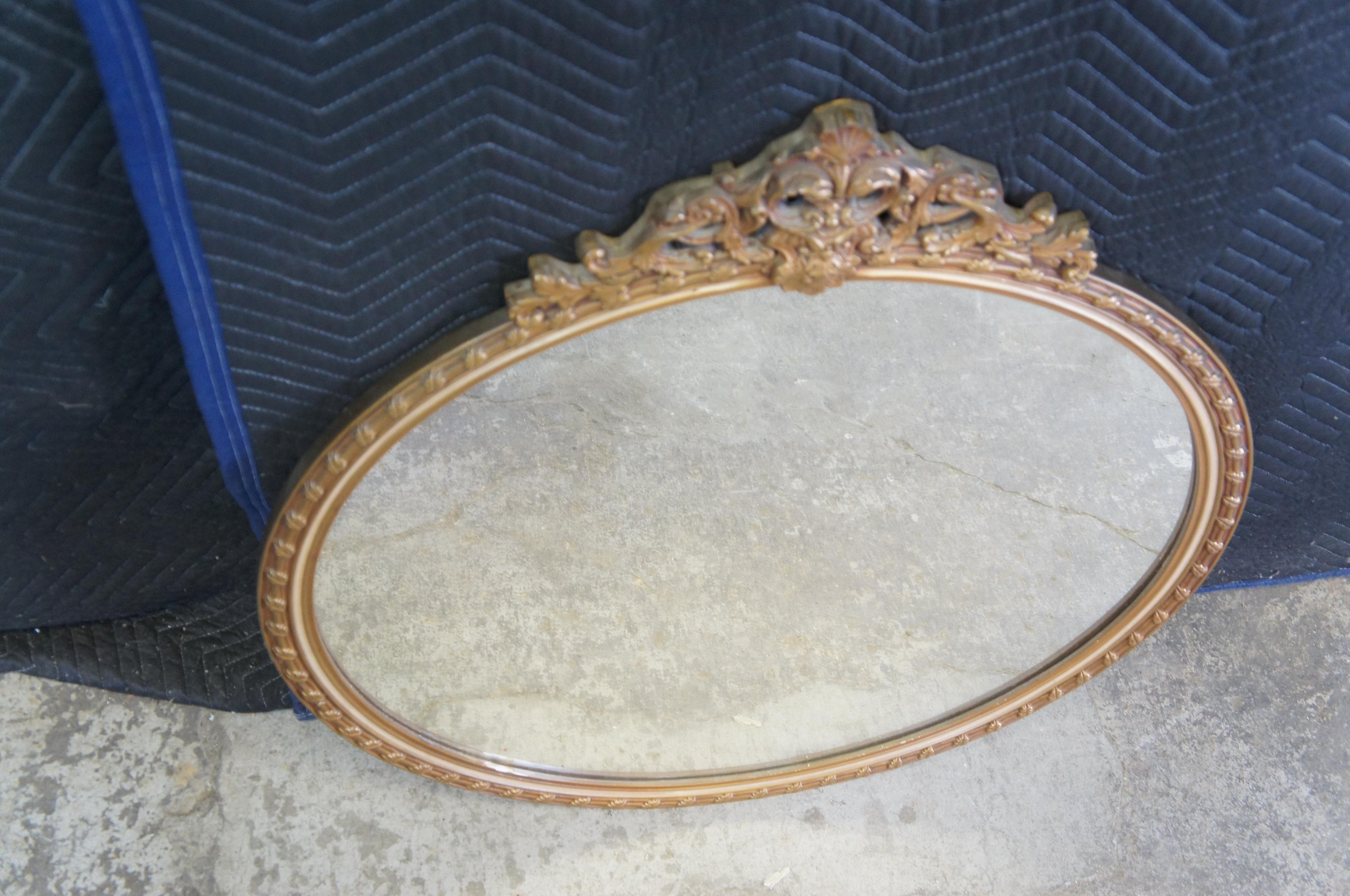 Antique Victorian Regency Neoclassical Ornate Gold Round Wall Hanging Mirror 36