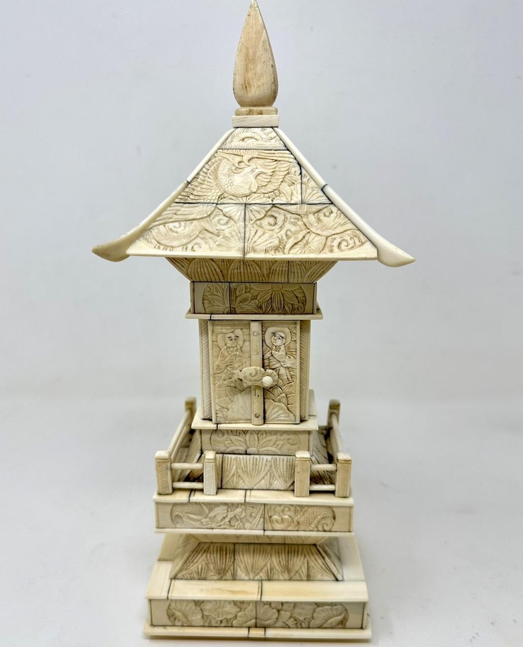 A Very Fine Quality Chinese Export Hand Carved Religous Pagoda of traditional architectural form and generous proportions, late Nineteenth Century. 

The overall structure beautifully carved depicting Chinese figures, scrolling detail and various