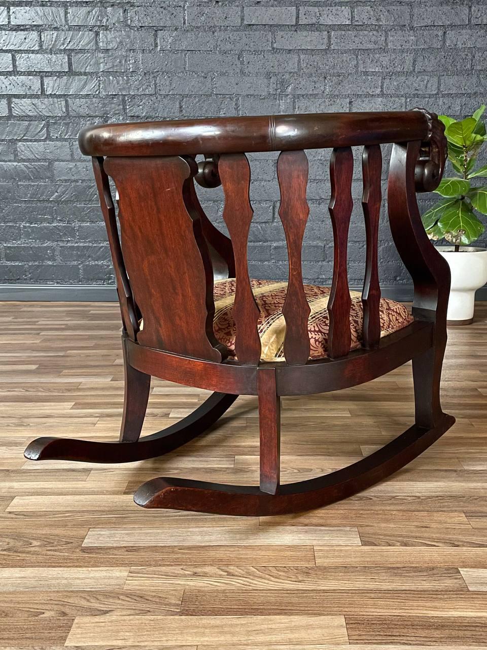 Other Antique Victorian Renaissance Revival Barrel-Back Rocking Chair For Sale