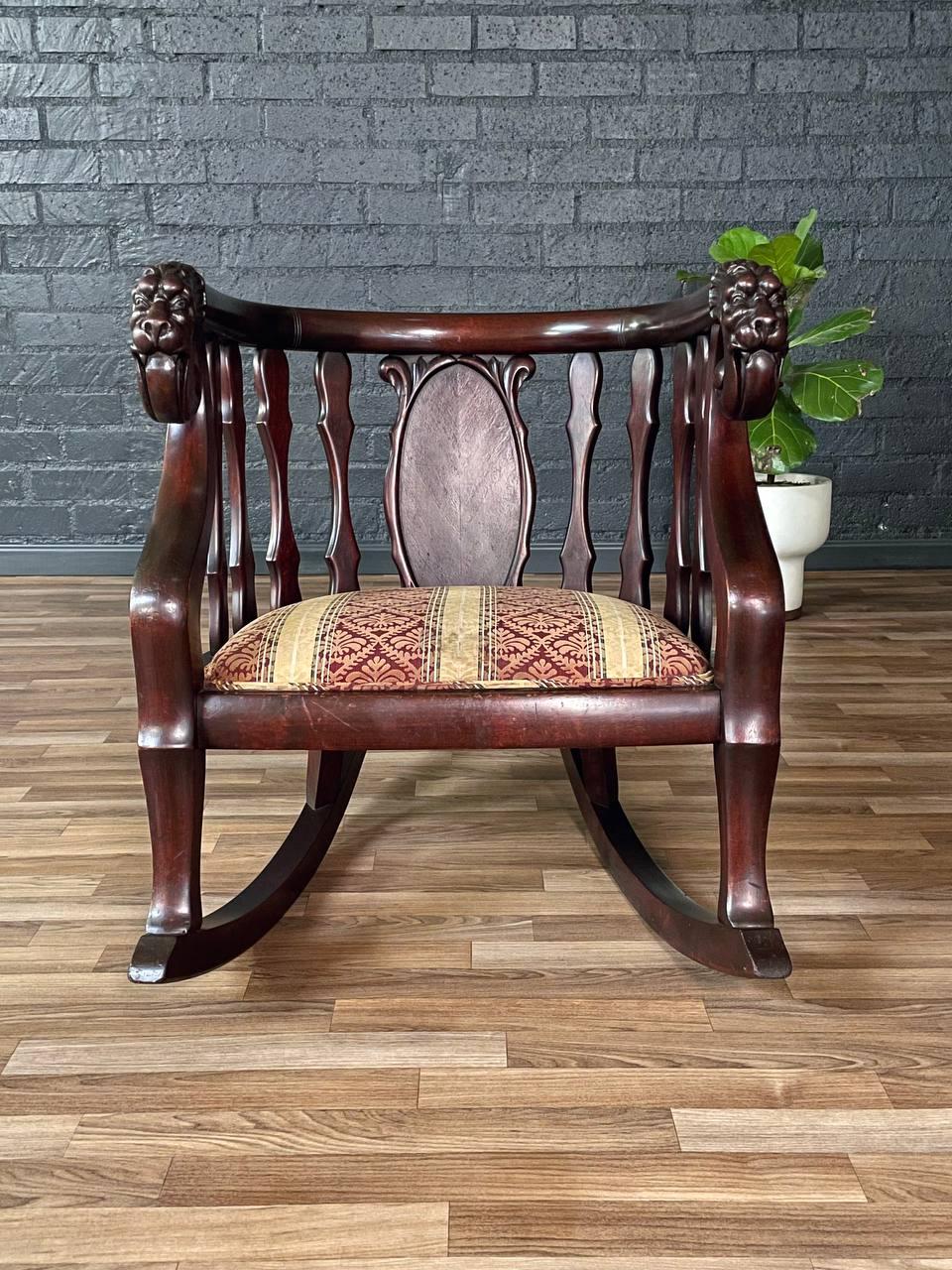 American Antique Victorian Renaissance Revival Barrel-Back Rocking Chair For Sale
