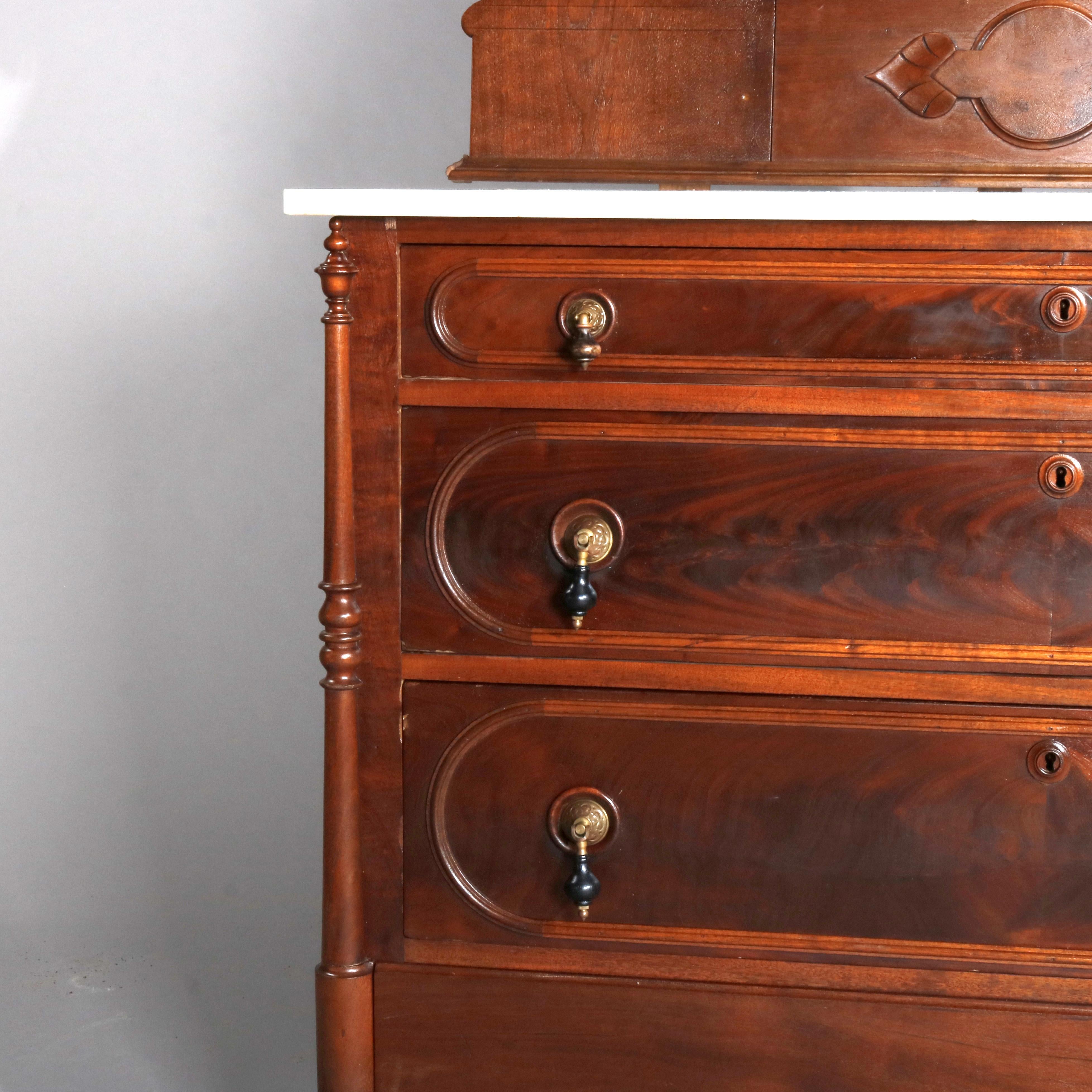 Victorian Renaissance Revival Burl & Walnut Marble Top Dresser, circa 1880 For Sale 1