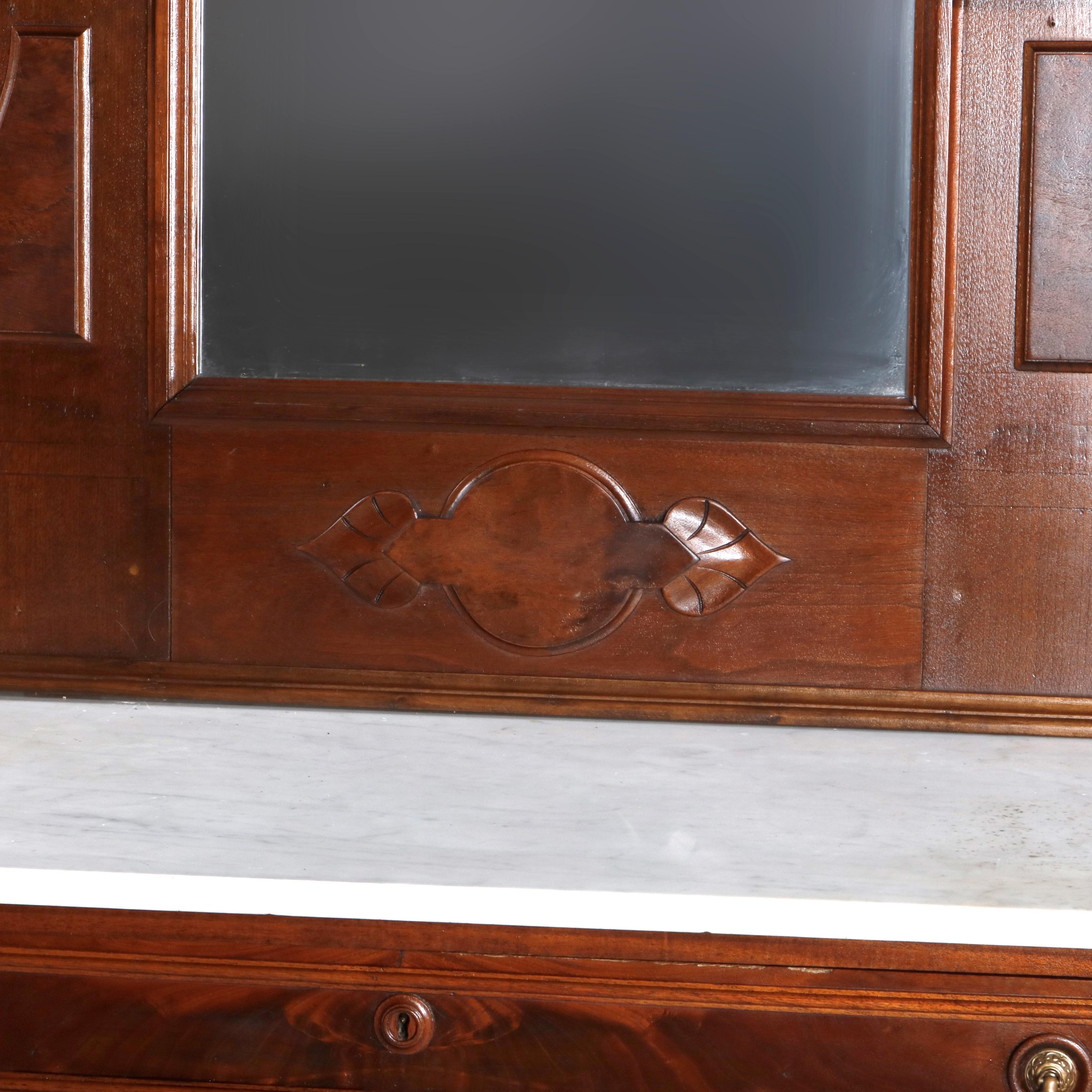 Commode victorienne néo-renaissance en broussin et noyer avec dessus en marbre, vers 1880 en vente 5
