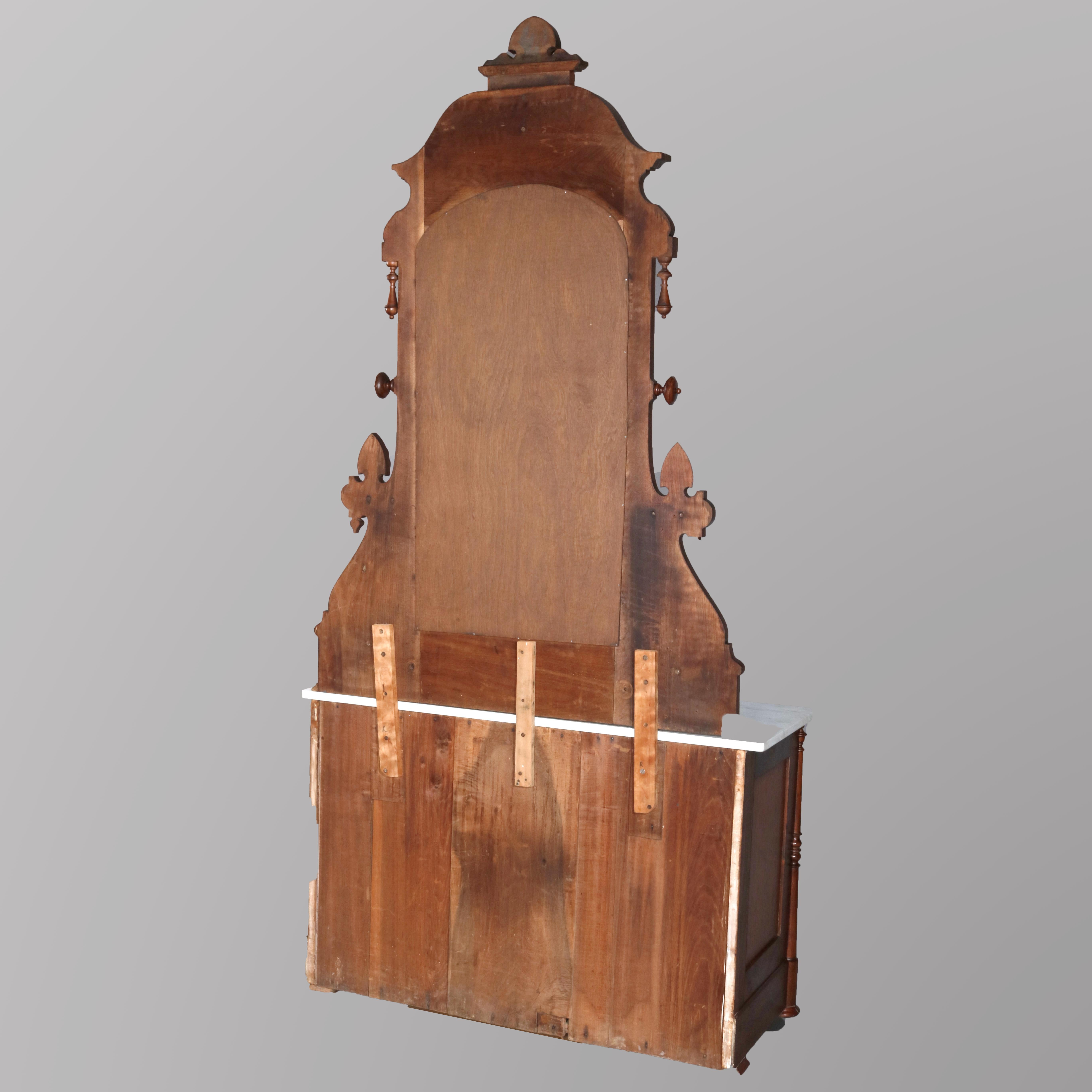 American Victorian Renaissance Revival Burl & Walnut Marble Top Dresser, circa 1880 For Sale