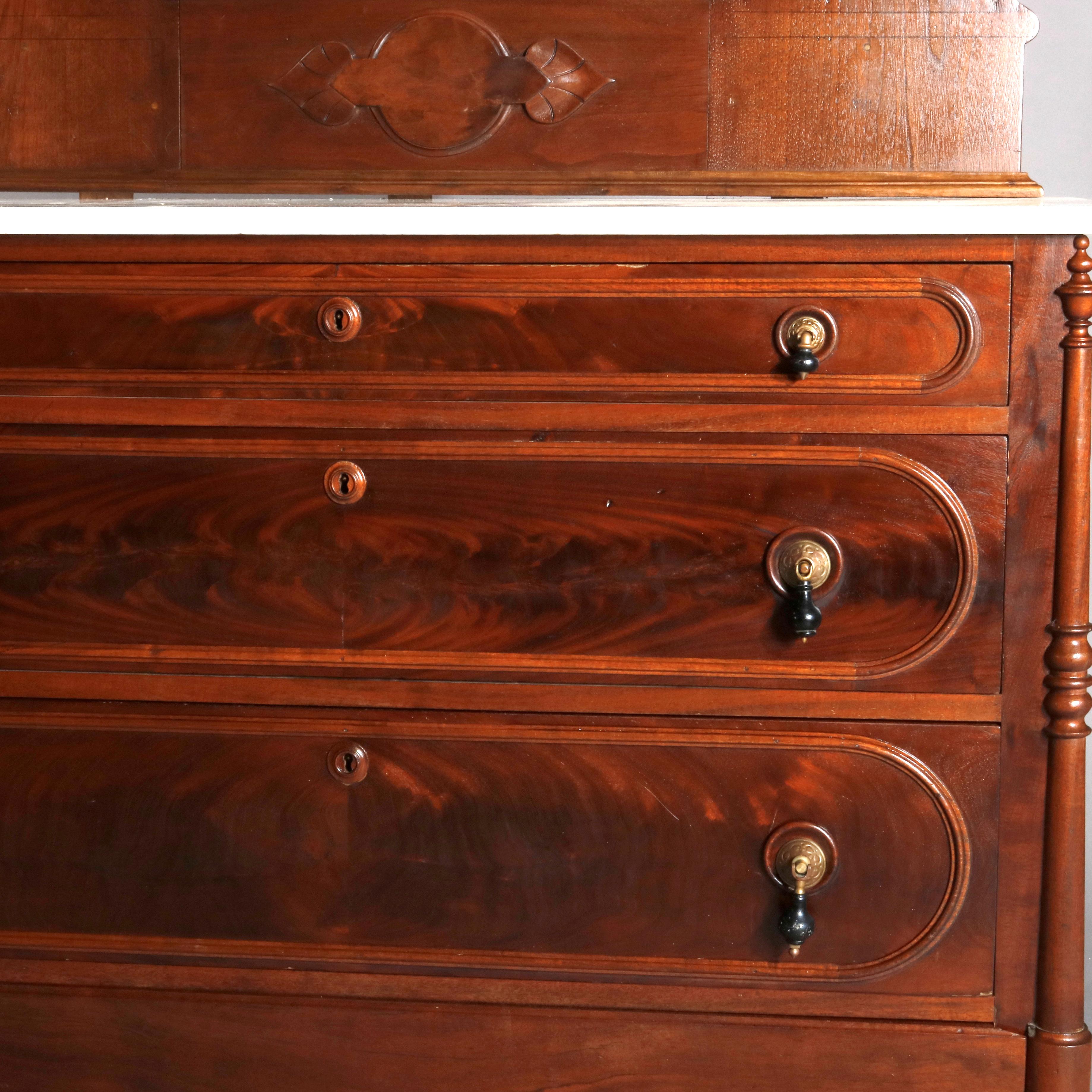 19th Century Victorian Renaissance Revival Burl & Walnut Marble Top Dresser, circa 1880 For Sale