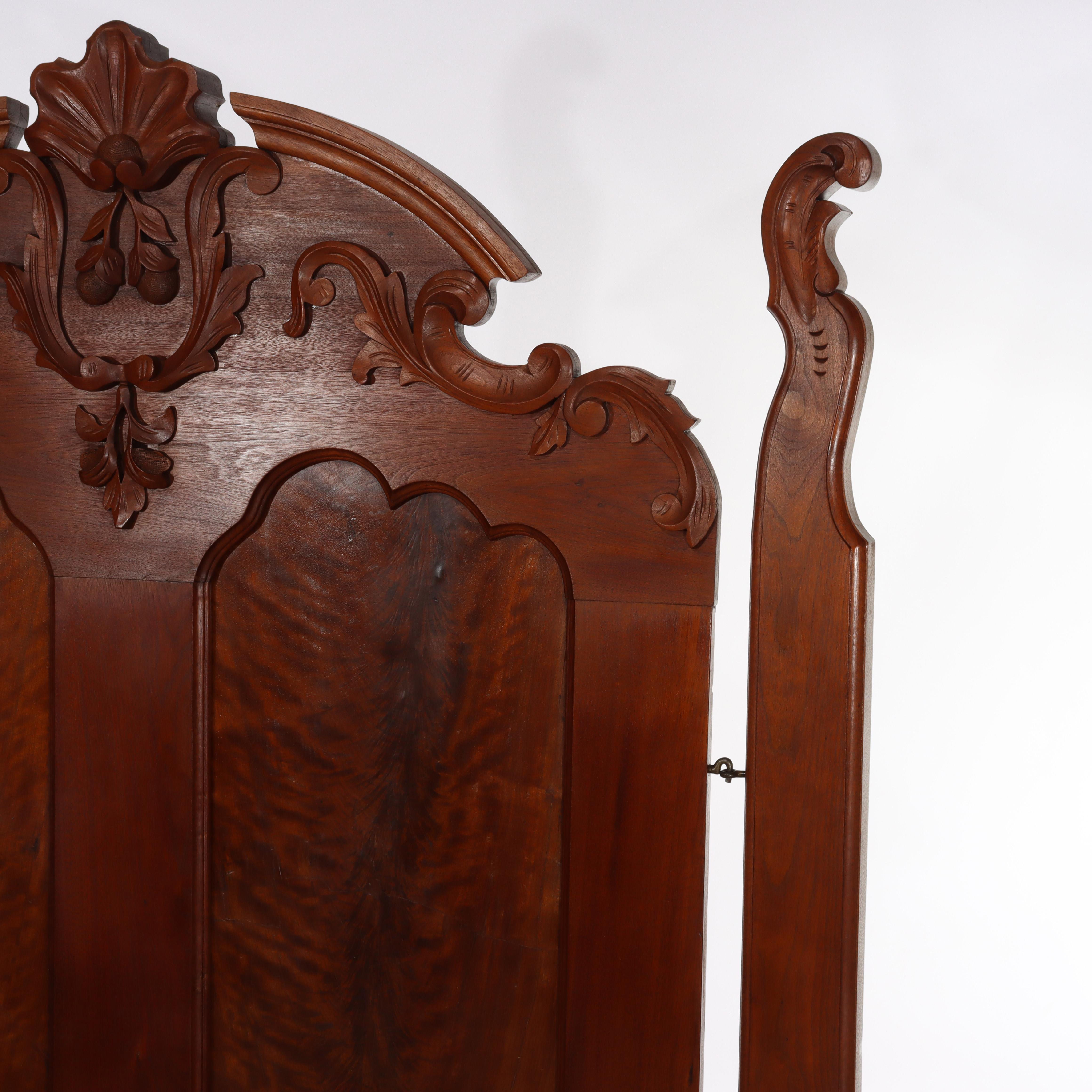 Antiguo marco de cama victoriano renacentista tallado en nogal y nudo c1890 Nogal en venta