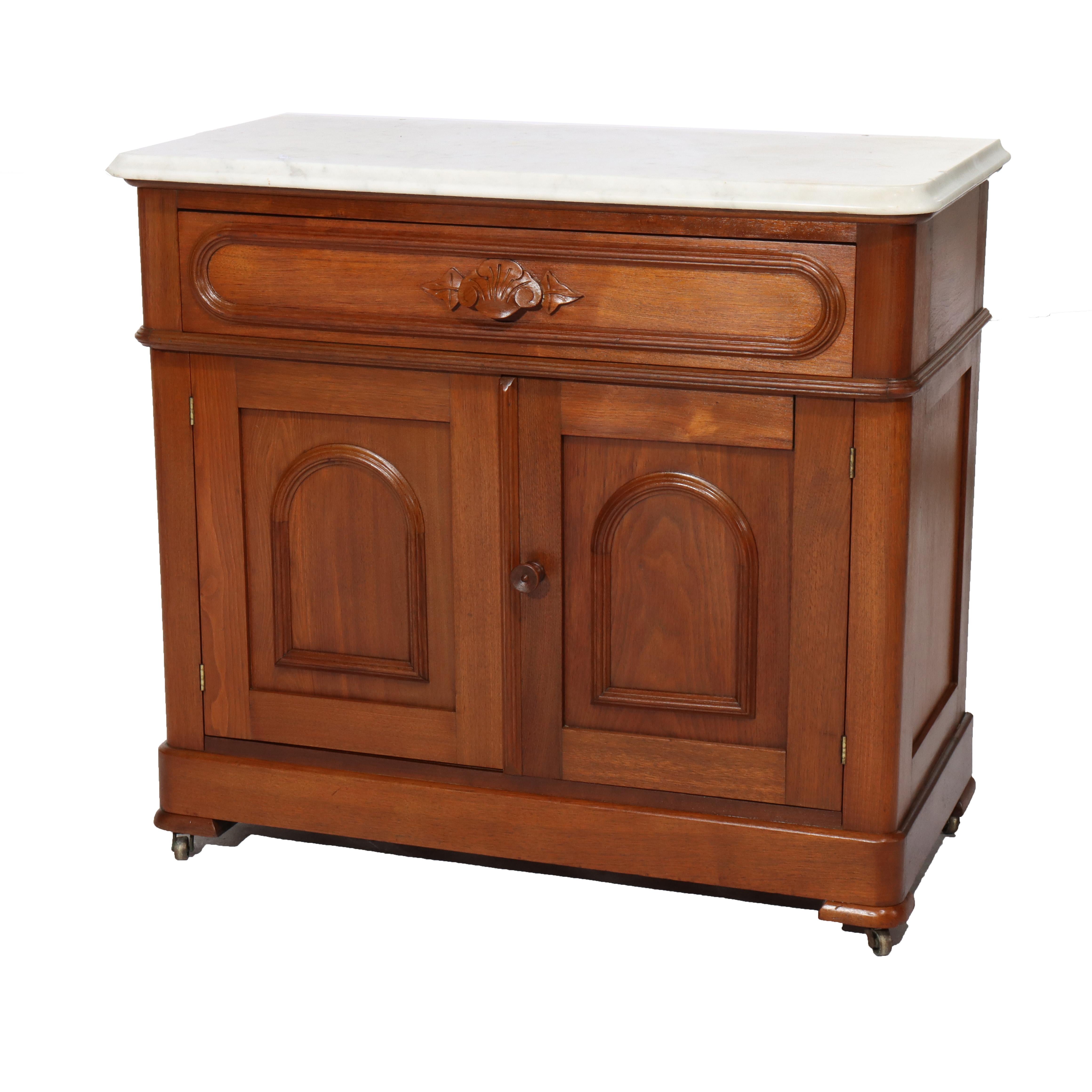 Antique Victorian Renaissance Revival Carved Walnut Commode c1880 For Sale 1