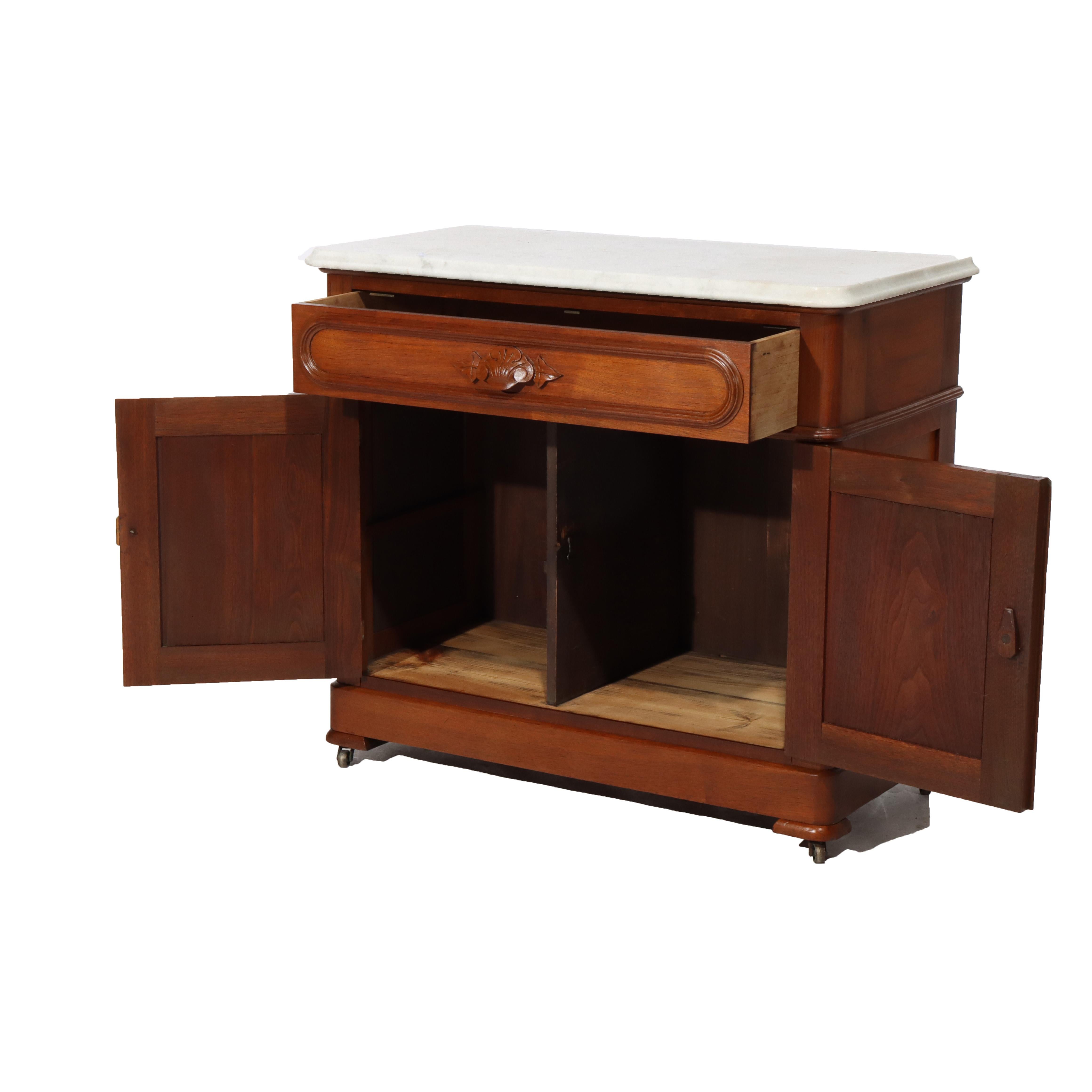 Antique Victorian Renaissance Revival Carved Walnut Commode c1880 For Sale 2