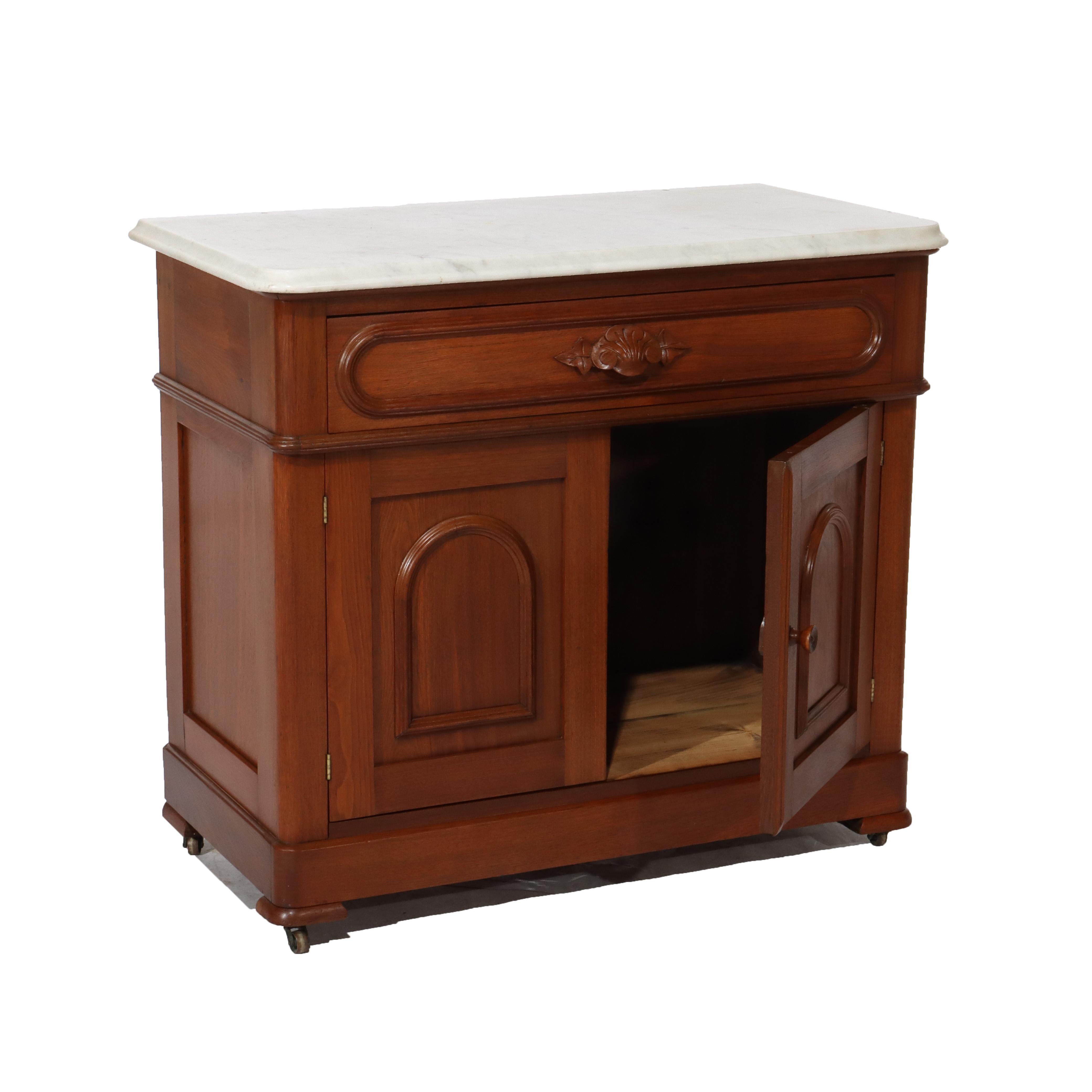 Antique Victorian Renaissance Revival Carved Walnut Commode c1880 For Sale 5