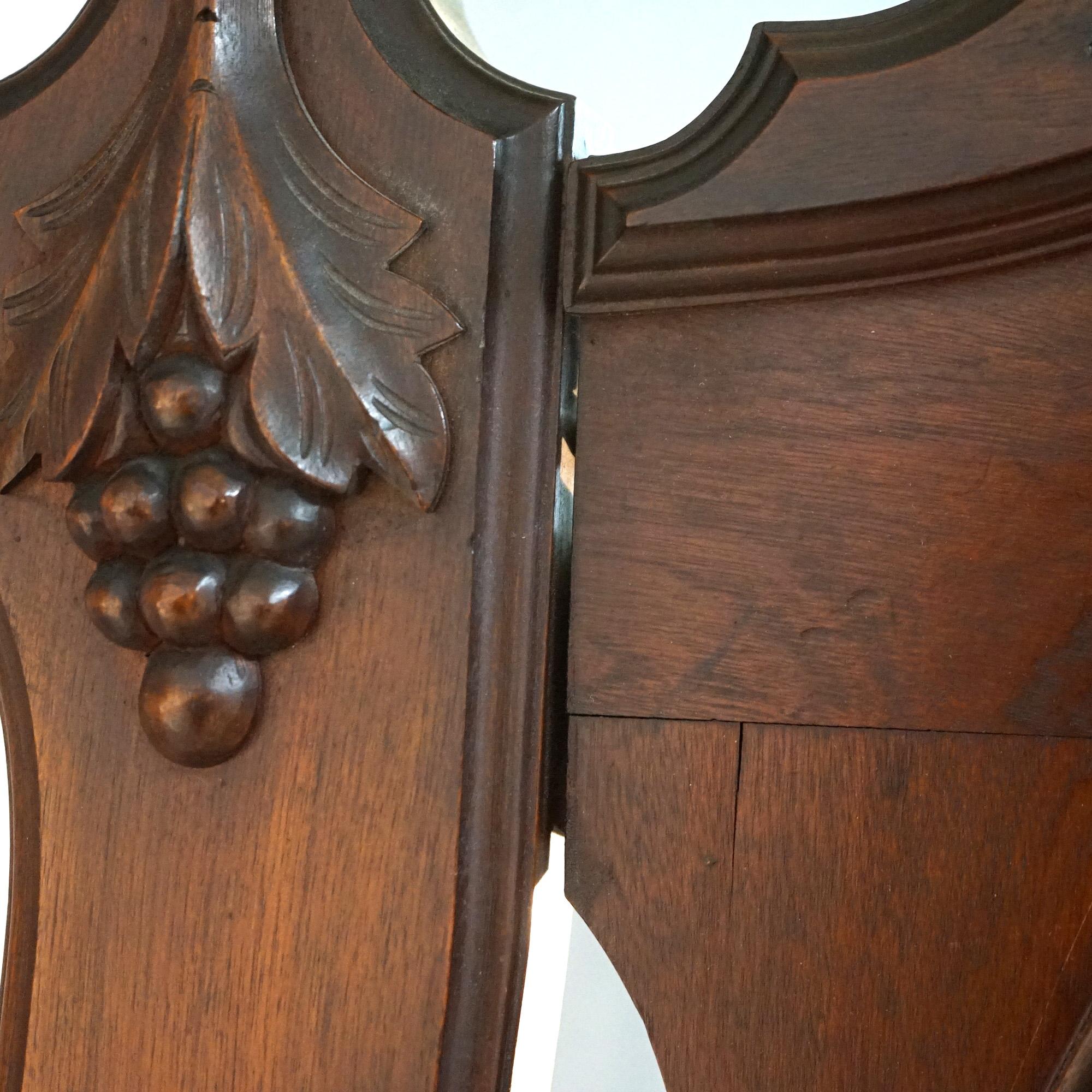 Antique Victorian Renaissance Revival Foliate Carved Walnut High Bed C1880 4