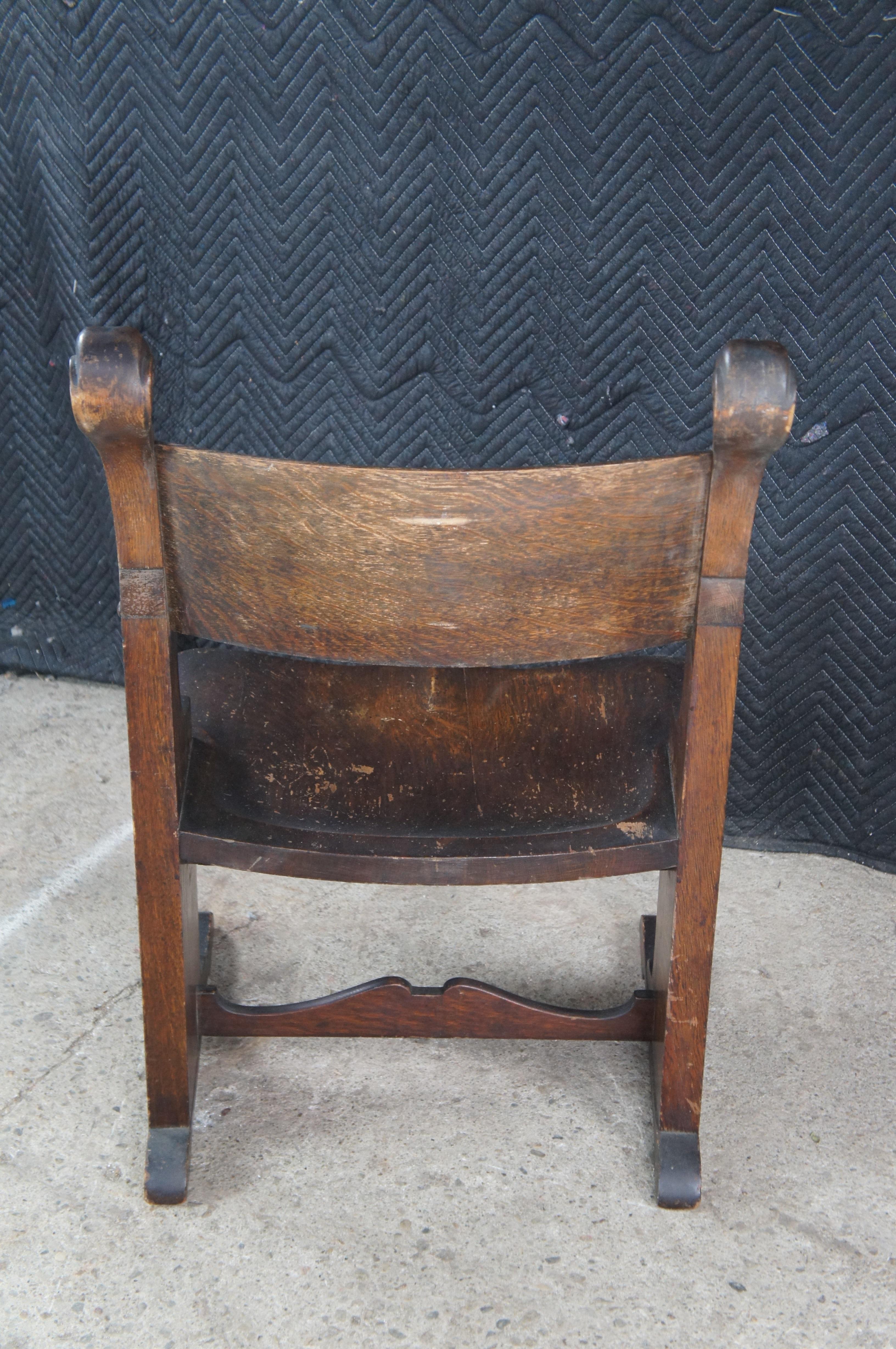 Antike viktorianische Renaissance A. Hall Bibliothek Figural Arm Thron Stuhl im Angebot 2