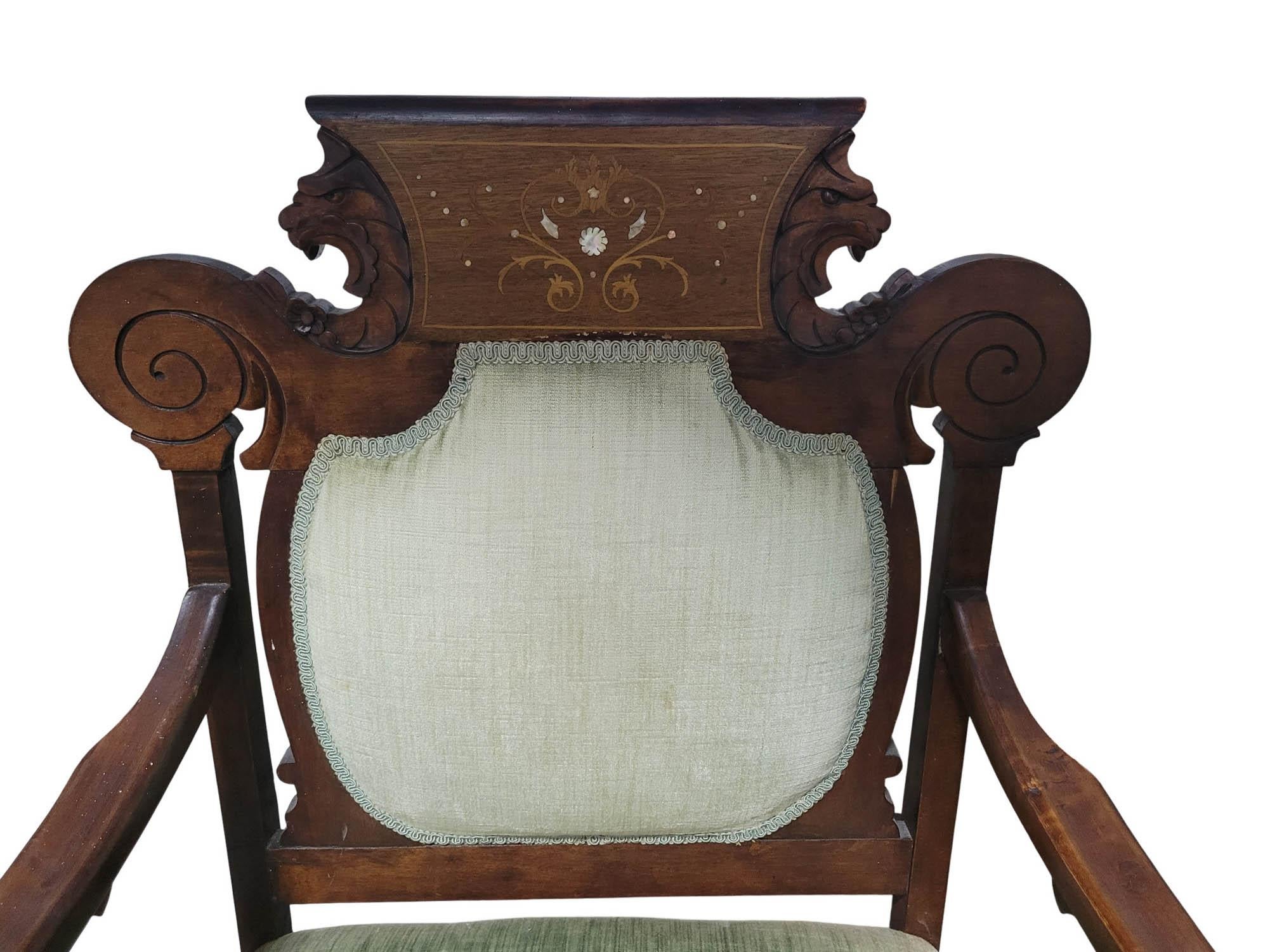 Antiguo sillón de salón victoriano renacentista, c. 1880 Renacimiento renacentista en venta