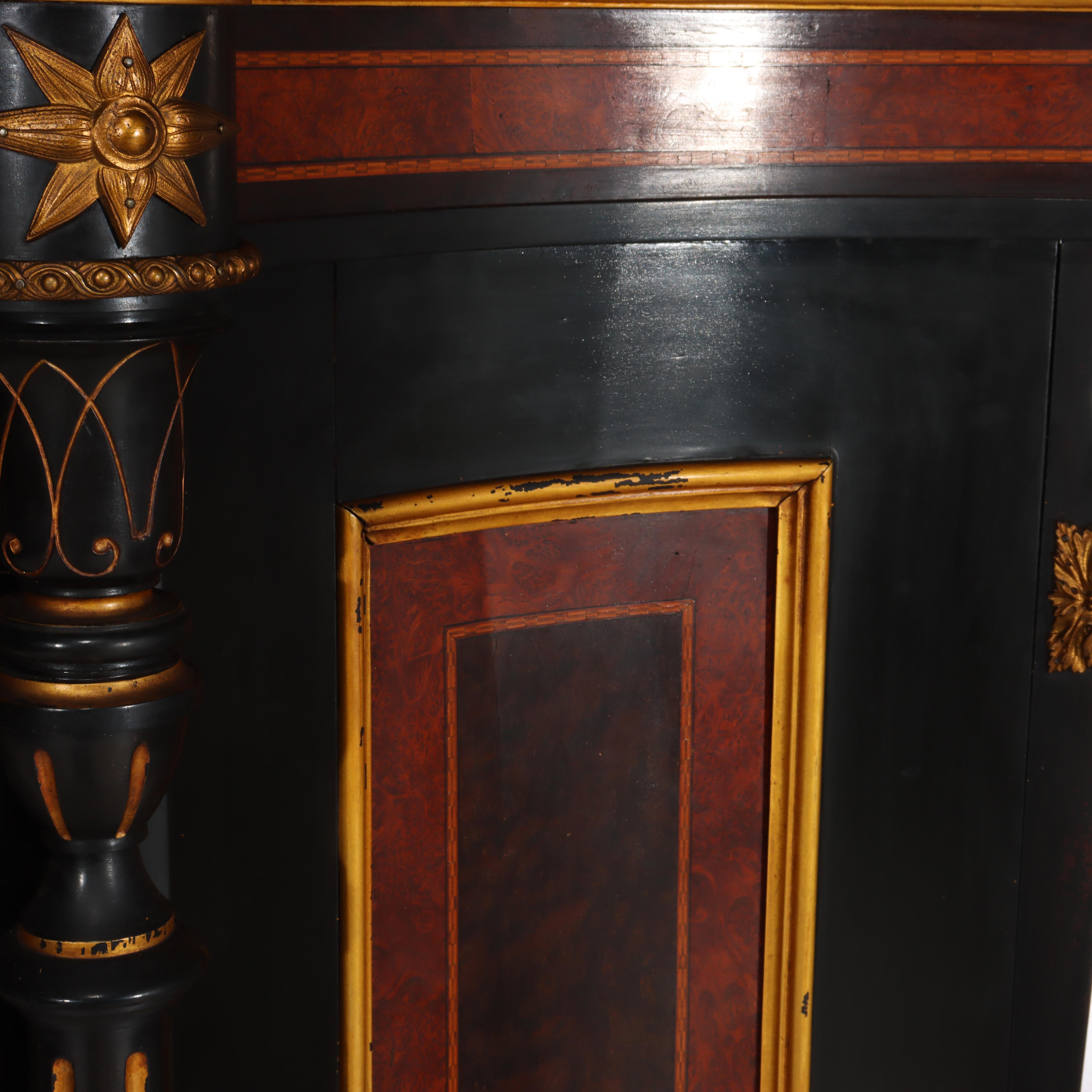 Antico mobile rinascimentale vittoriano in noce e radica intarsiata in vendita 5