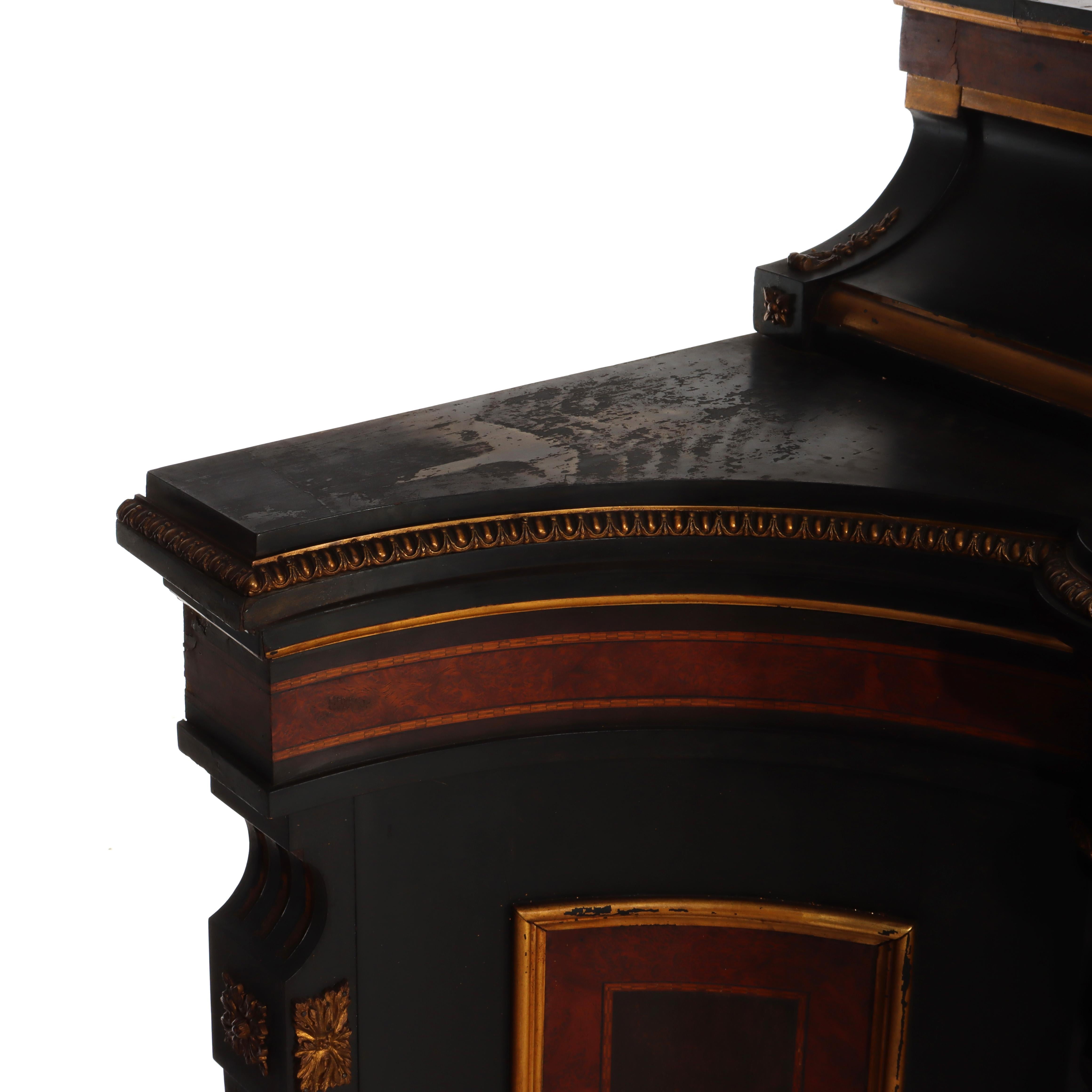 Antico mobile rinascimentale vittoriano in noce e radica intarsiata in vendita 7