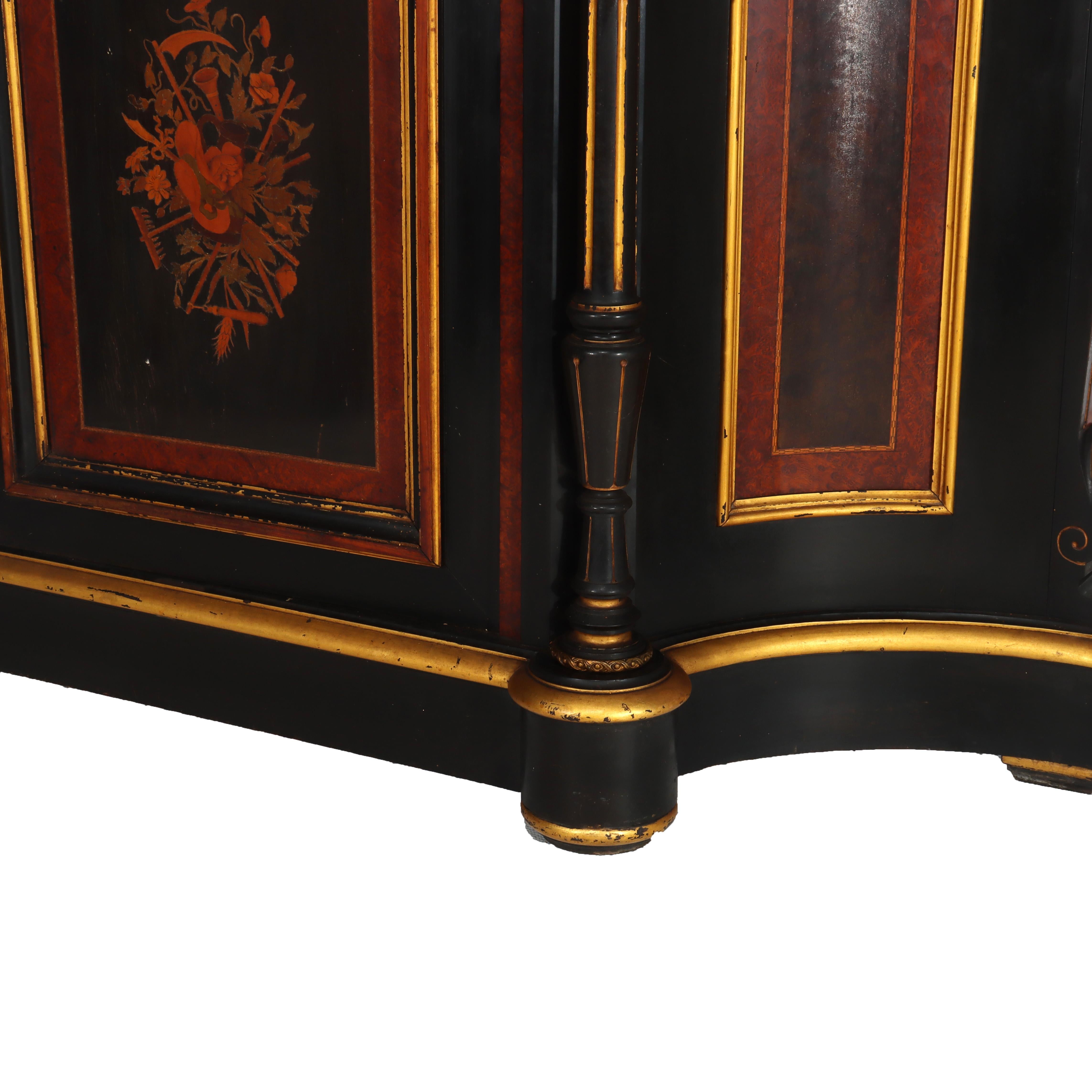 Noce Antico mobile rinascimentale vittoriano in noce e radica intarsiata in vendita