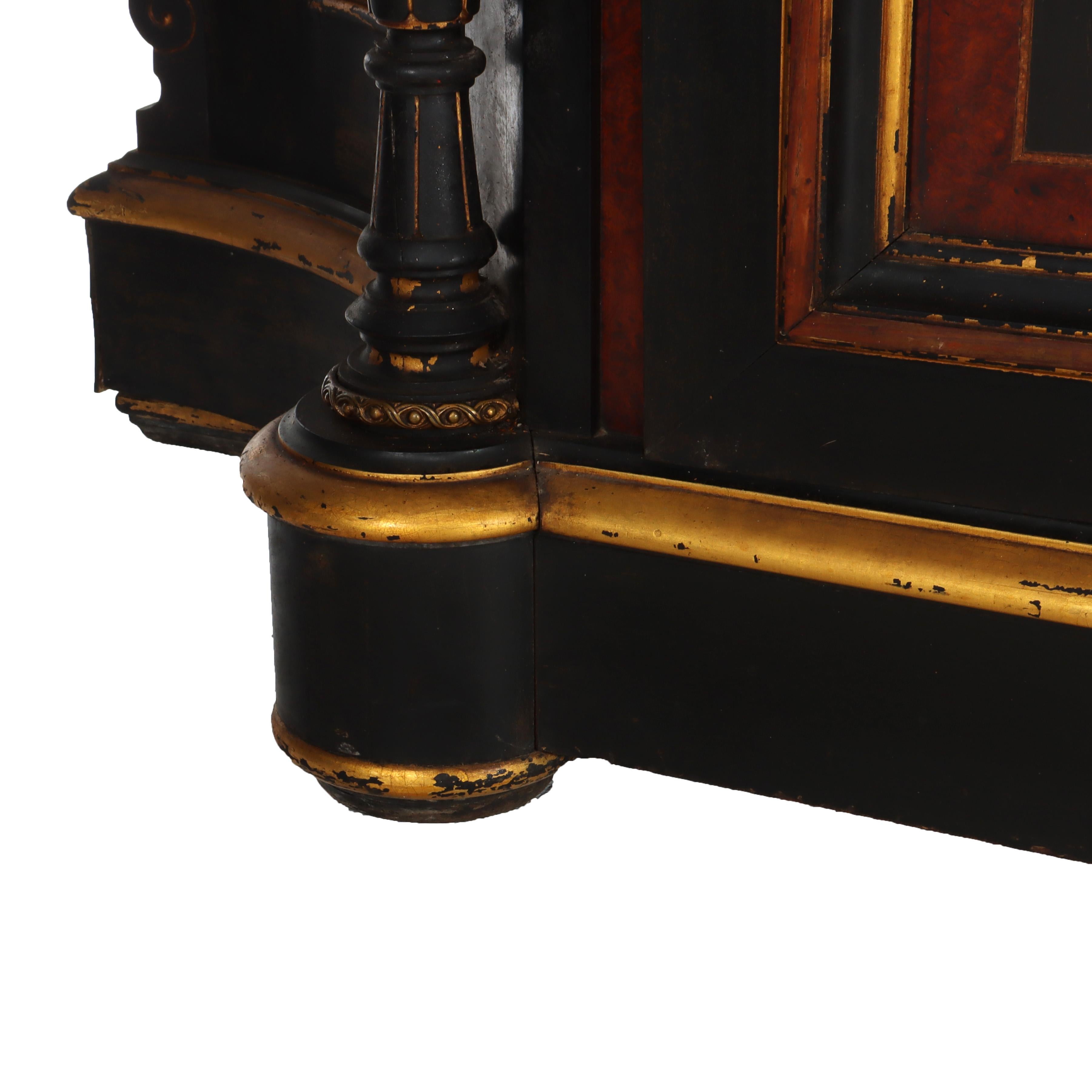 Antico mobile rinascimentale vittoriano in noce e radica intarsiata in vendita 3