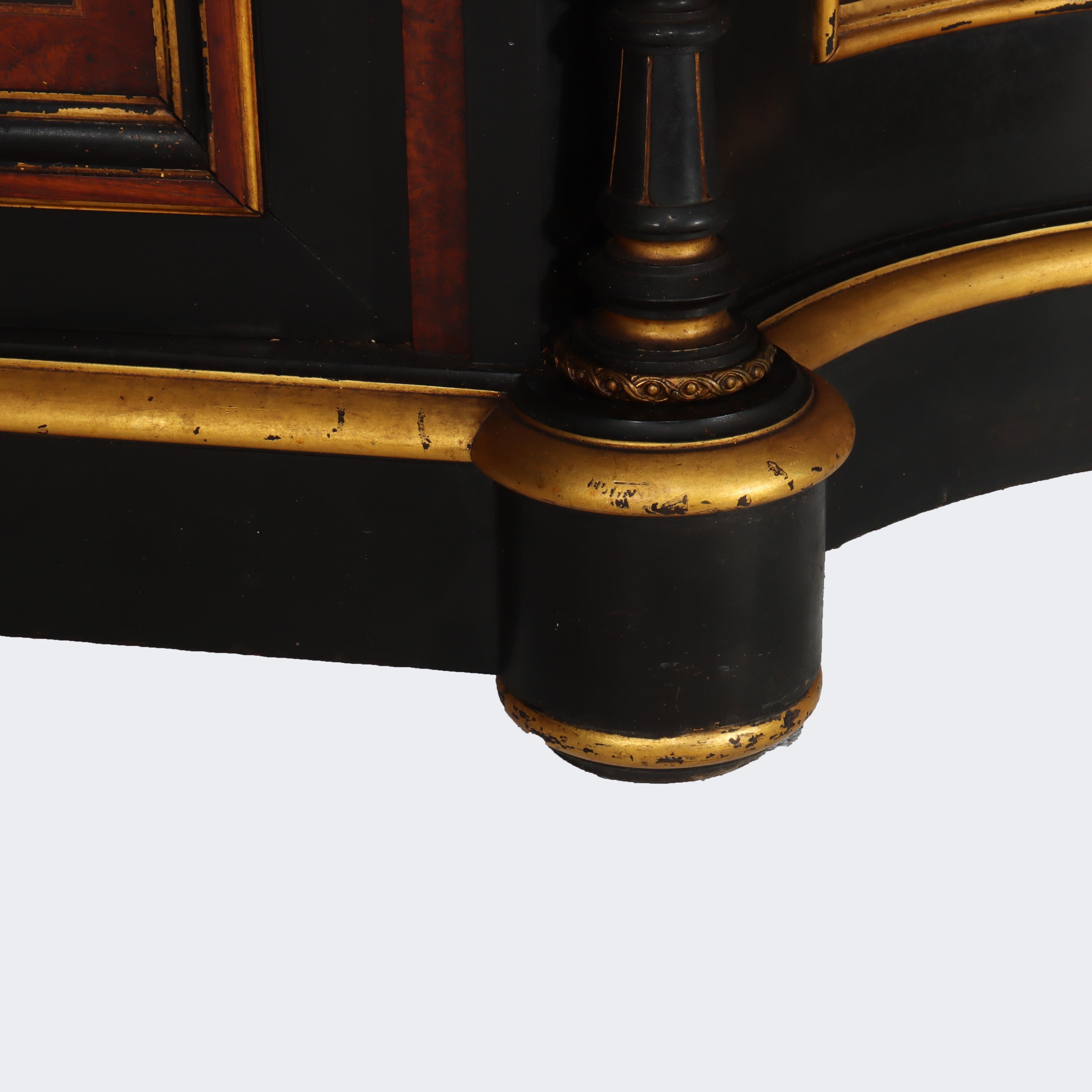 Antico mobile rinascimentale vittoriano in noce e radica intarsiata in vendita 4