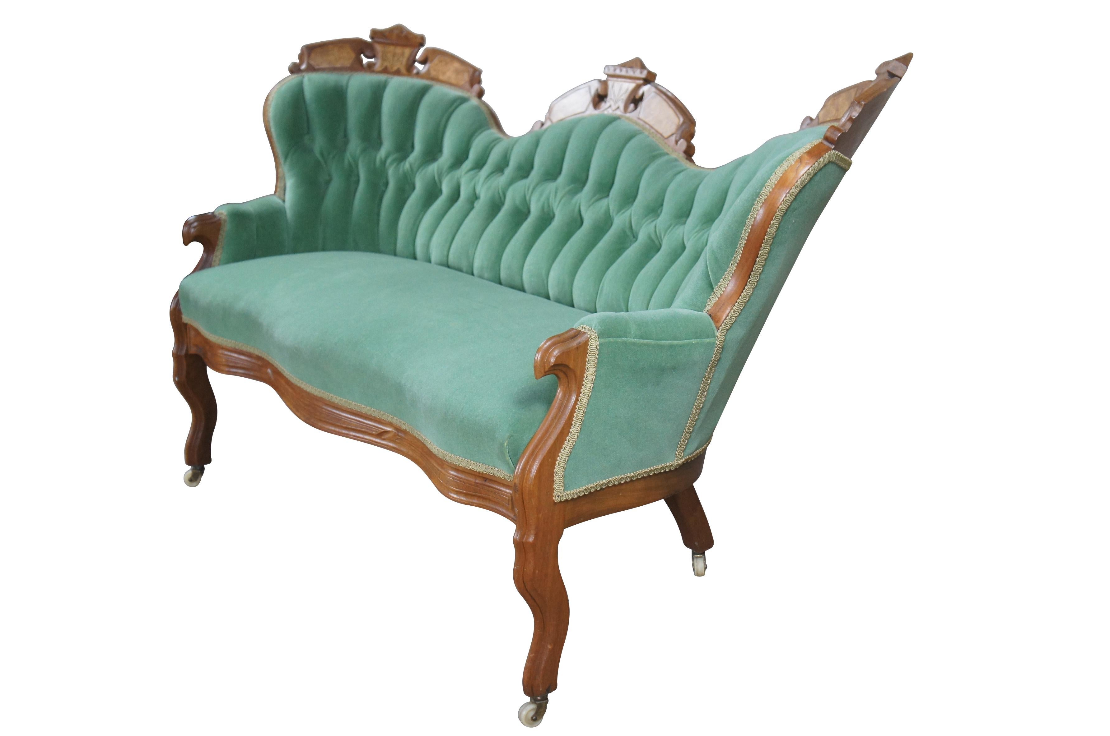 green victorian sofa