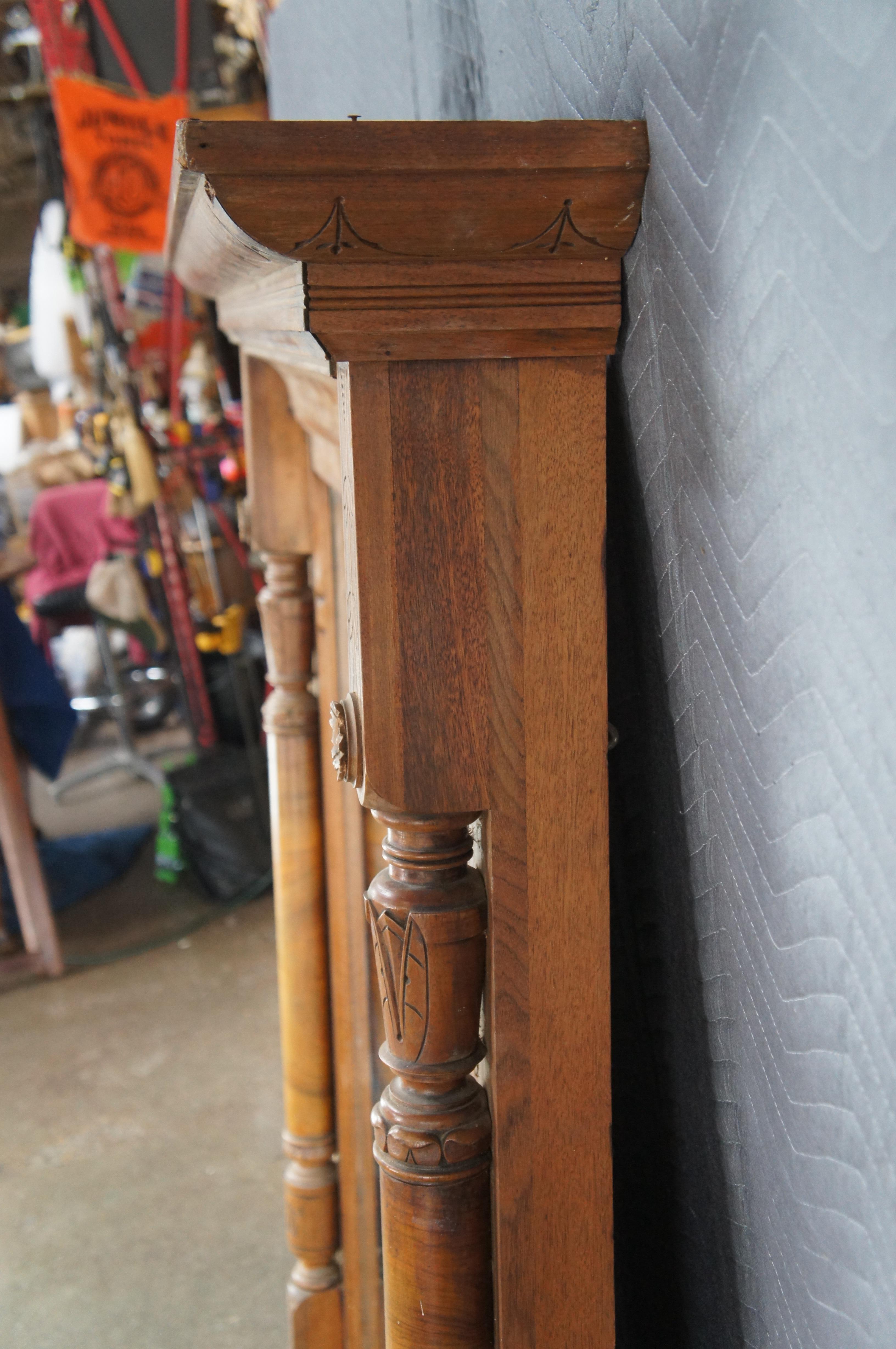 Antique Victorian Renaissance Revival Walnut Burl Pier Over Mantel Wall Mirror For Sale 8