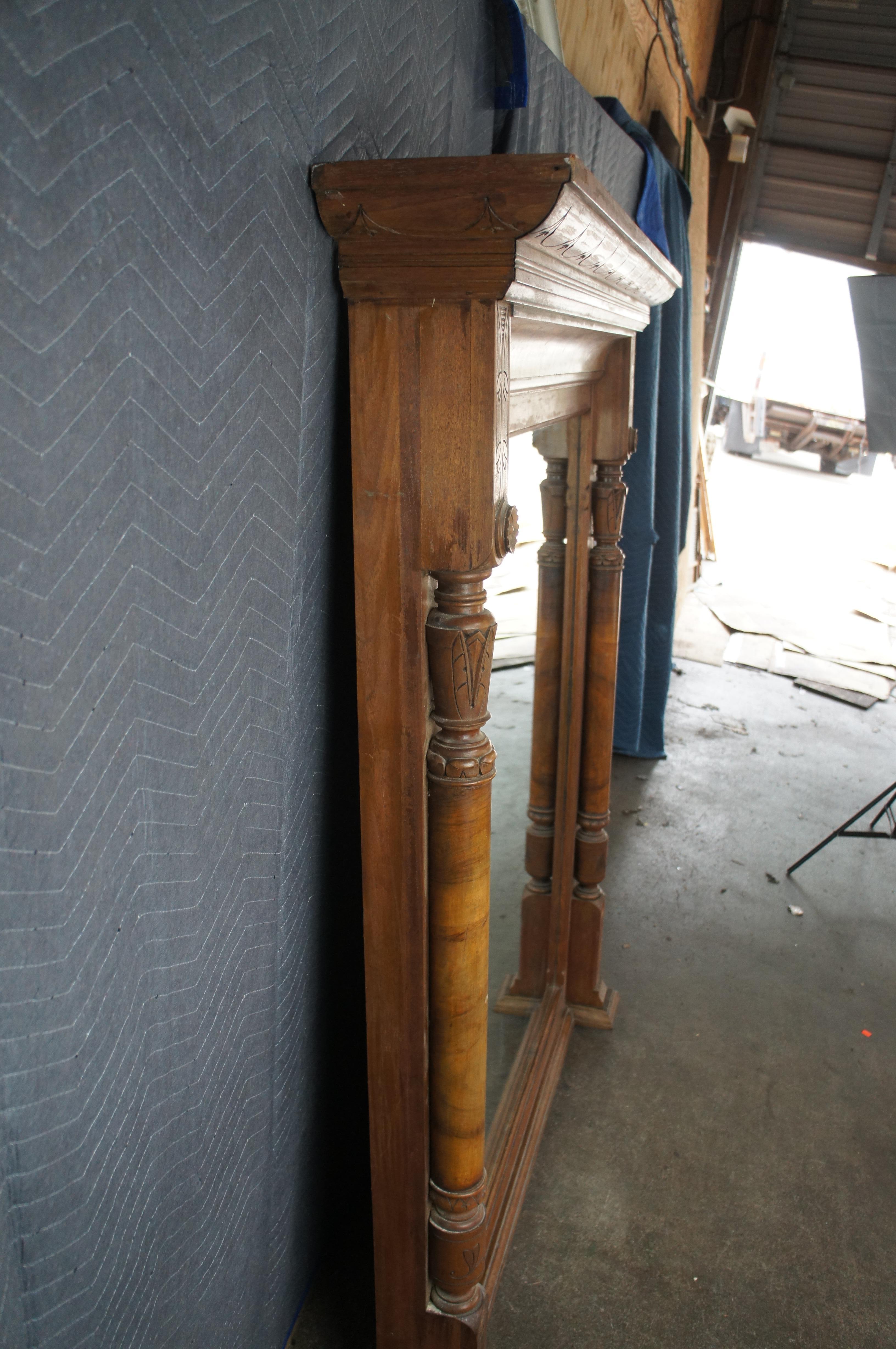 Antique Victorian Renaissance Revival Walnut Burl Pier Over Mantel Wall Mirror For Sale 2